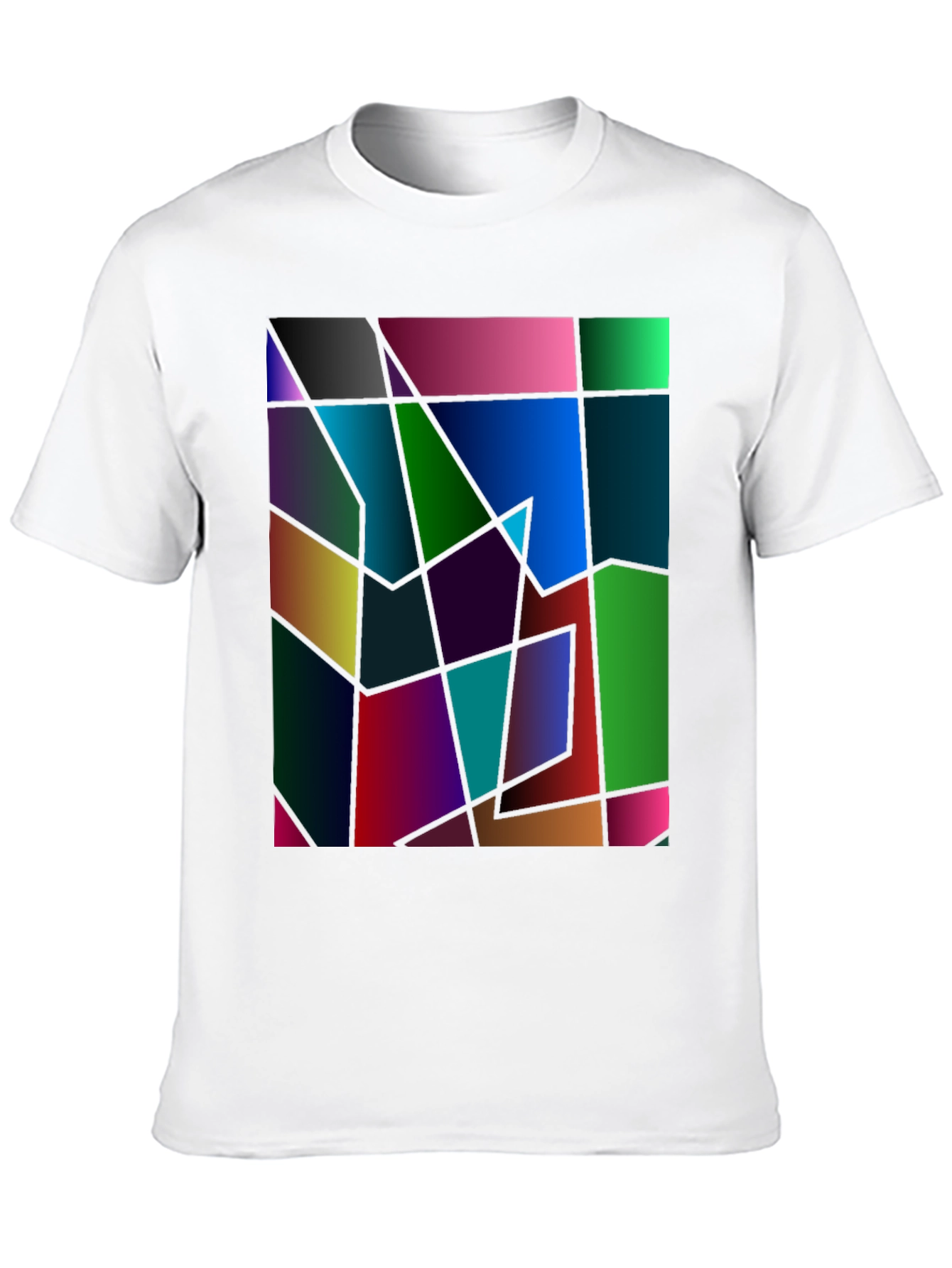 Black Abstract Geometric Print Black T-Shirt view 10