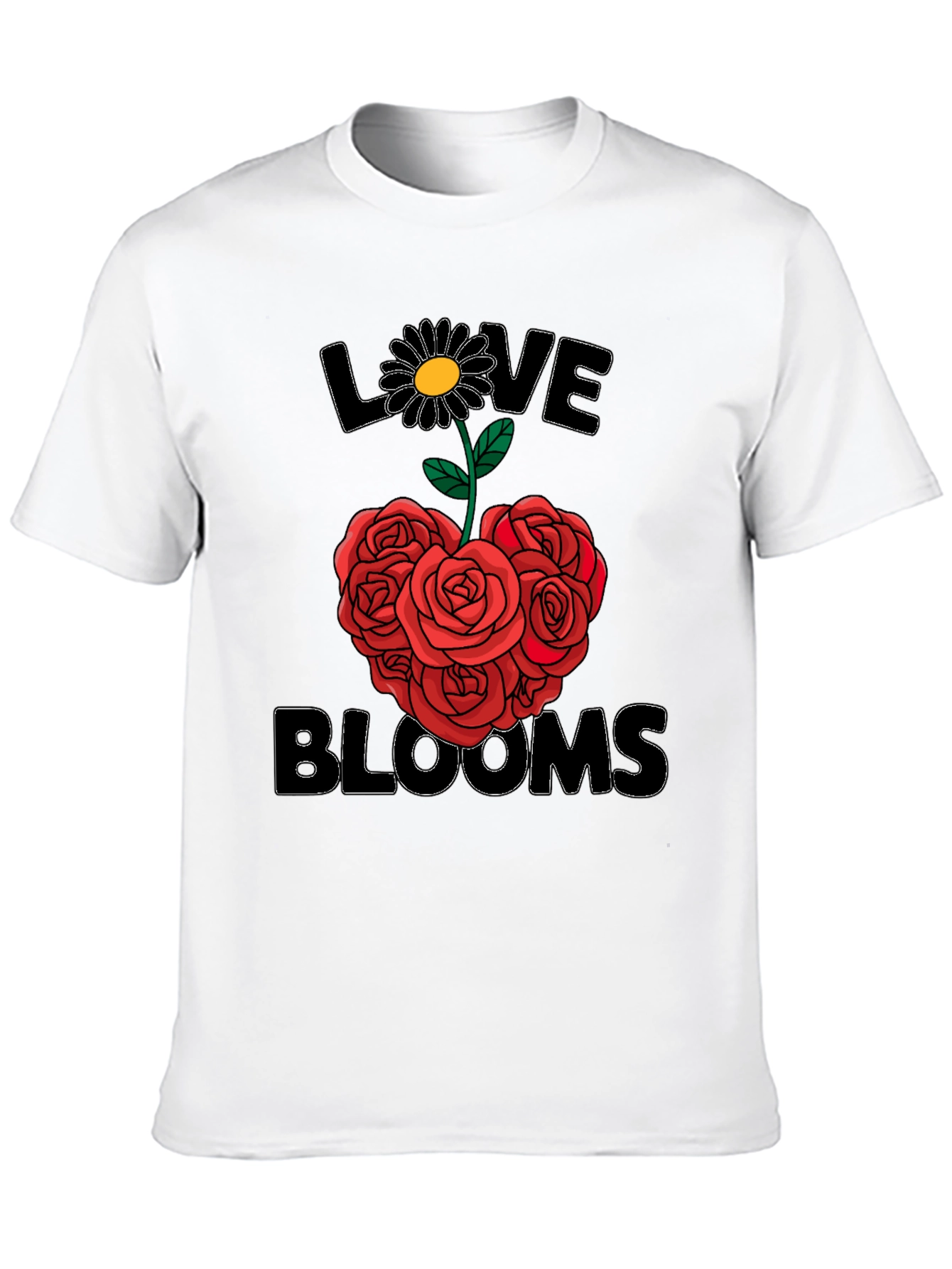 Black Love Blooms T-Shirt - Floral Heart Design view 10