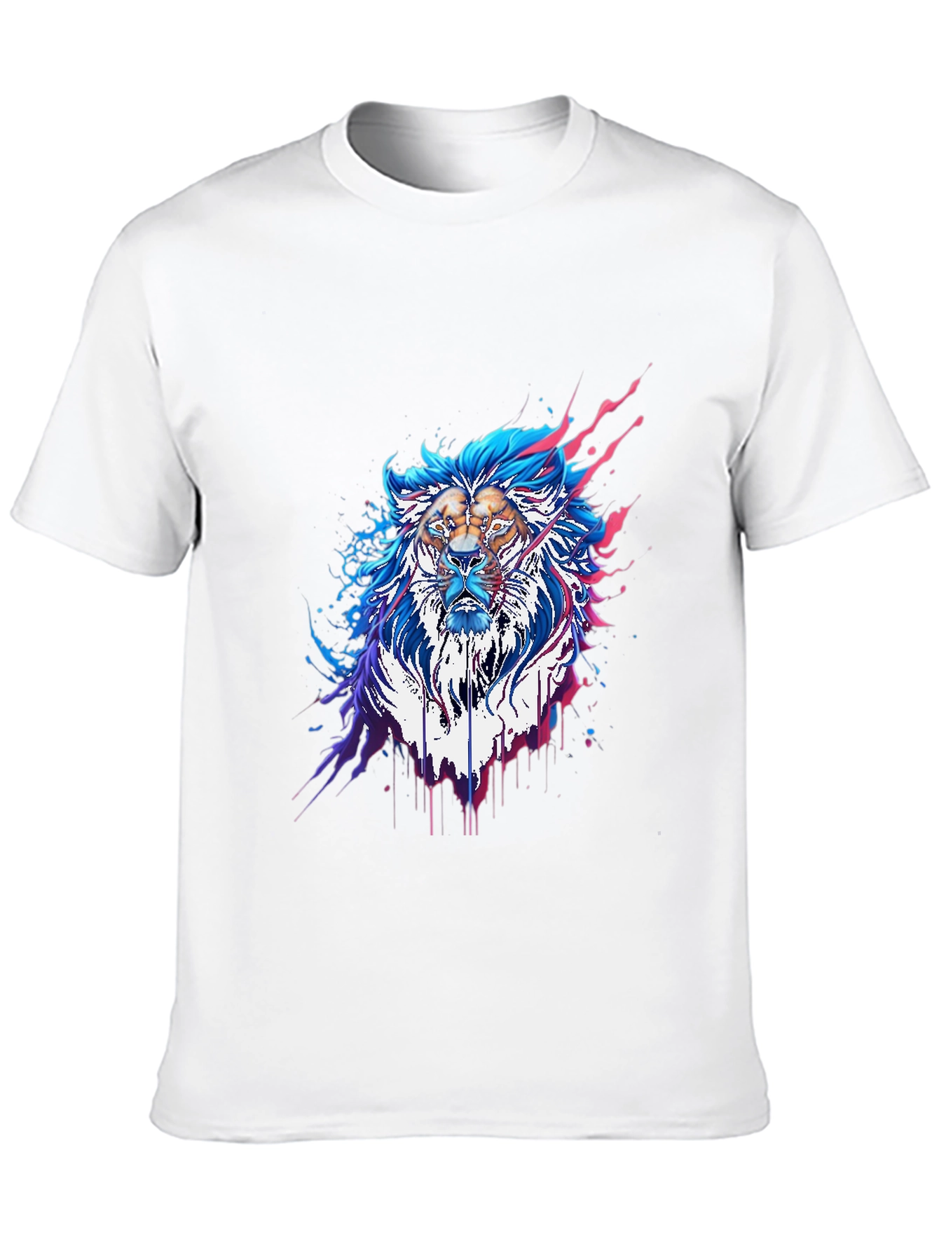 Black Abstract Lion Graphic Tee - Stylish Men's Black T-Shirt view 10