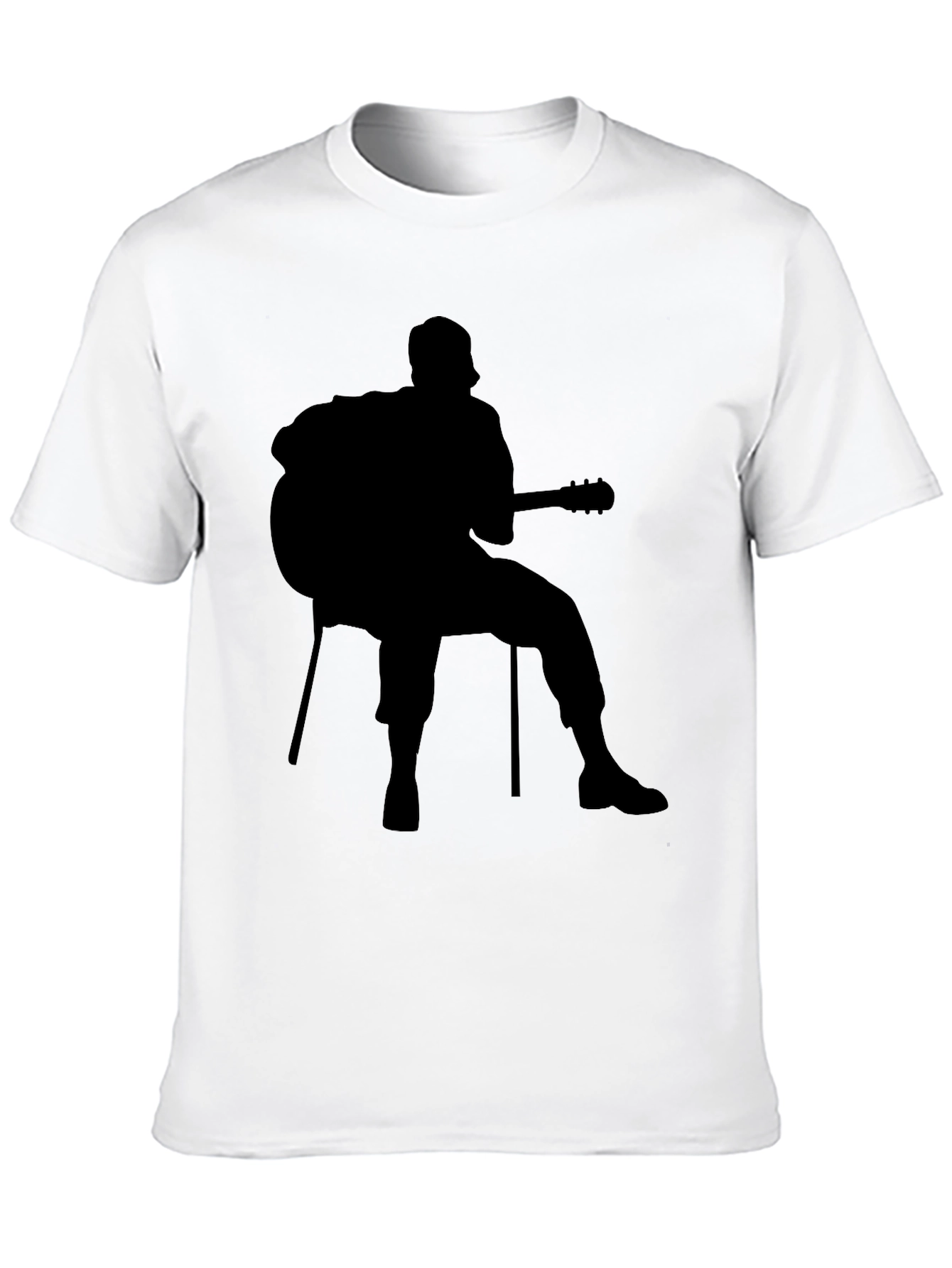 Black Silhouette Guitar Player T-Shirt - Casual Style view 10