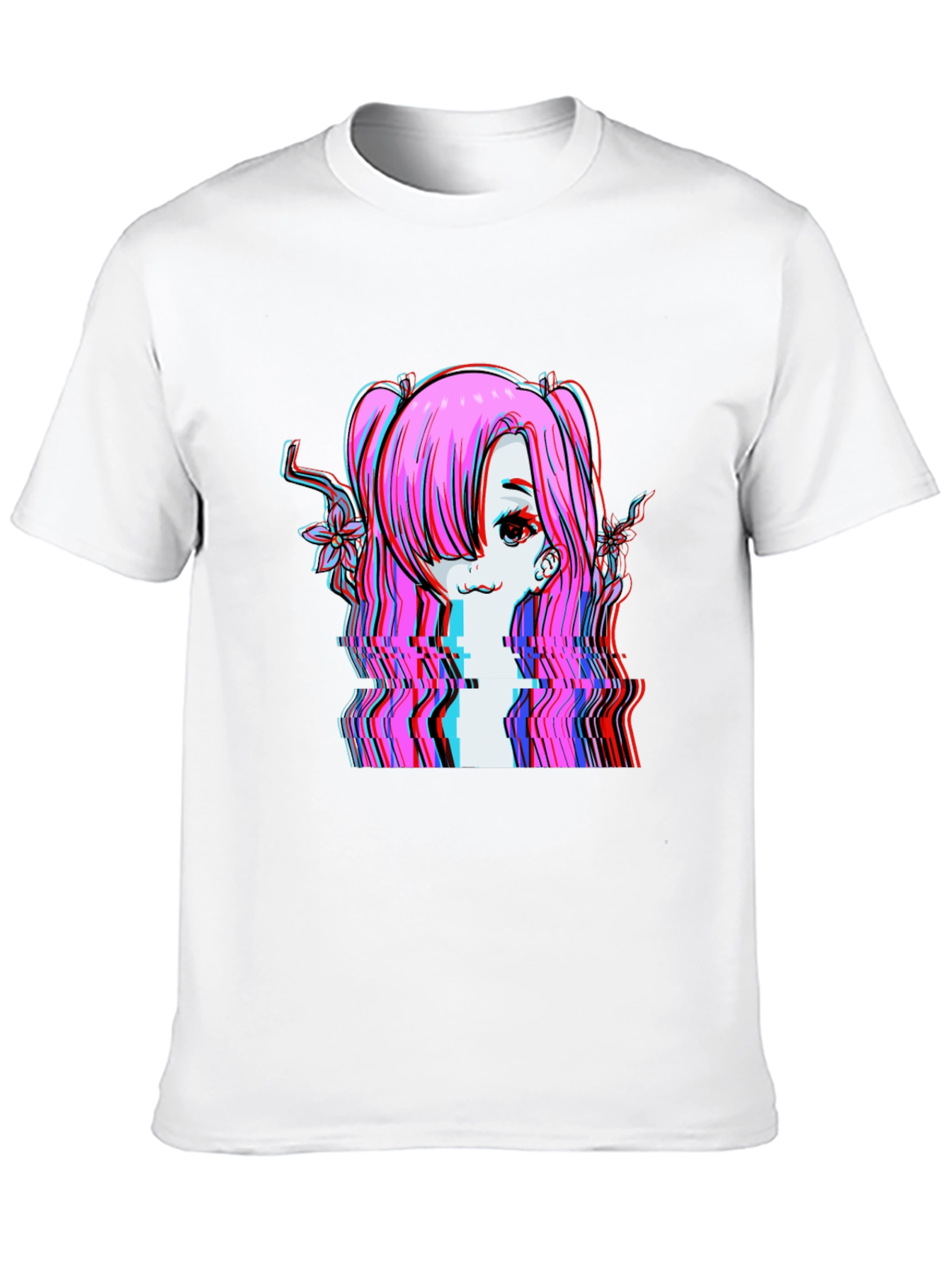 Glitch Anime Girl T-Shirt - Edgy Vaporwave Style - 10