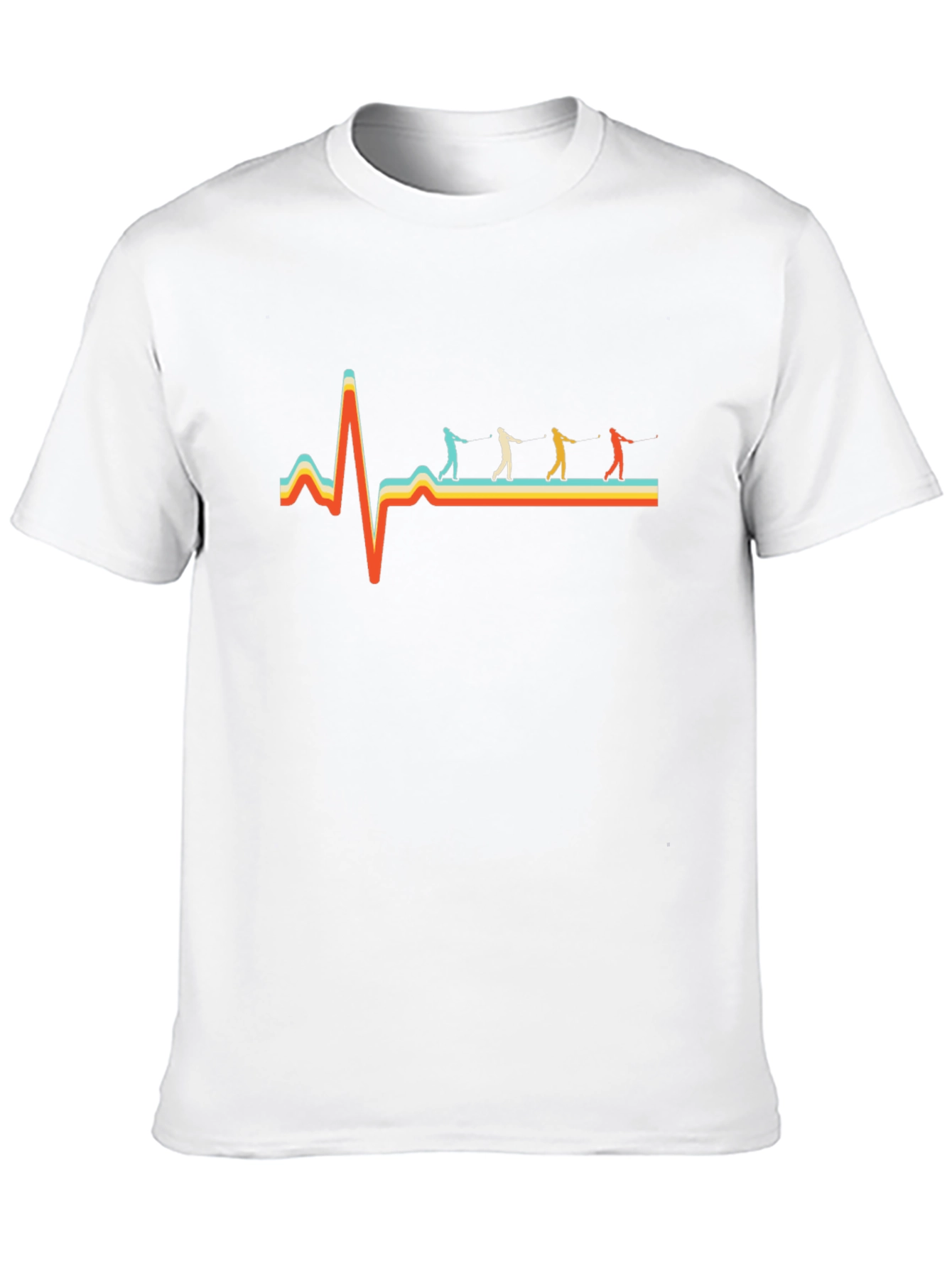 Black Golf Heartbeat T-Shirt - Retro Golf Lover Tee view 10