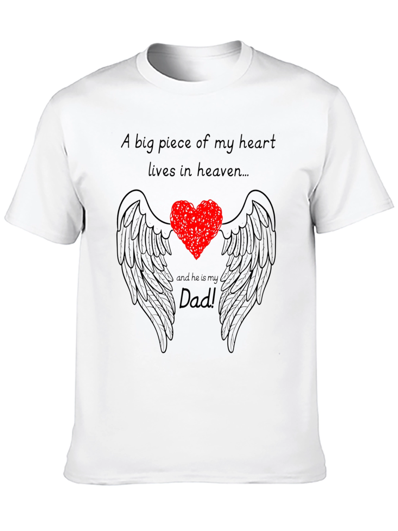 Black In Loving Memory Dad T-Shirt - Heart and Wings Design view 10