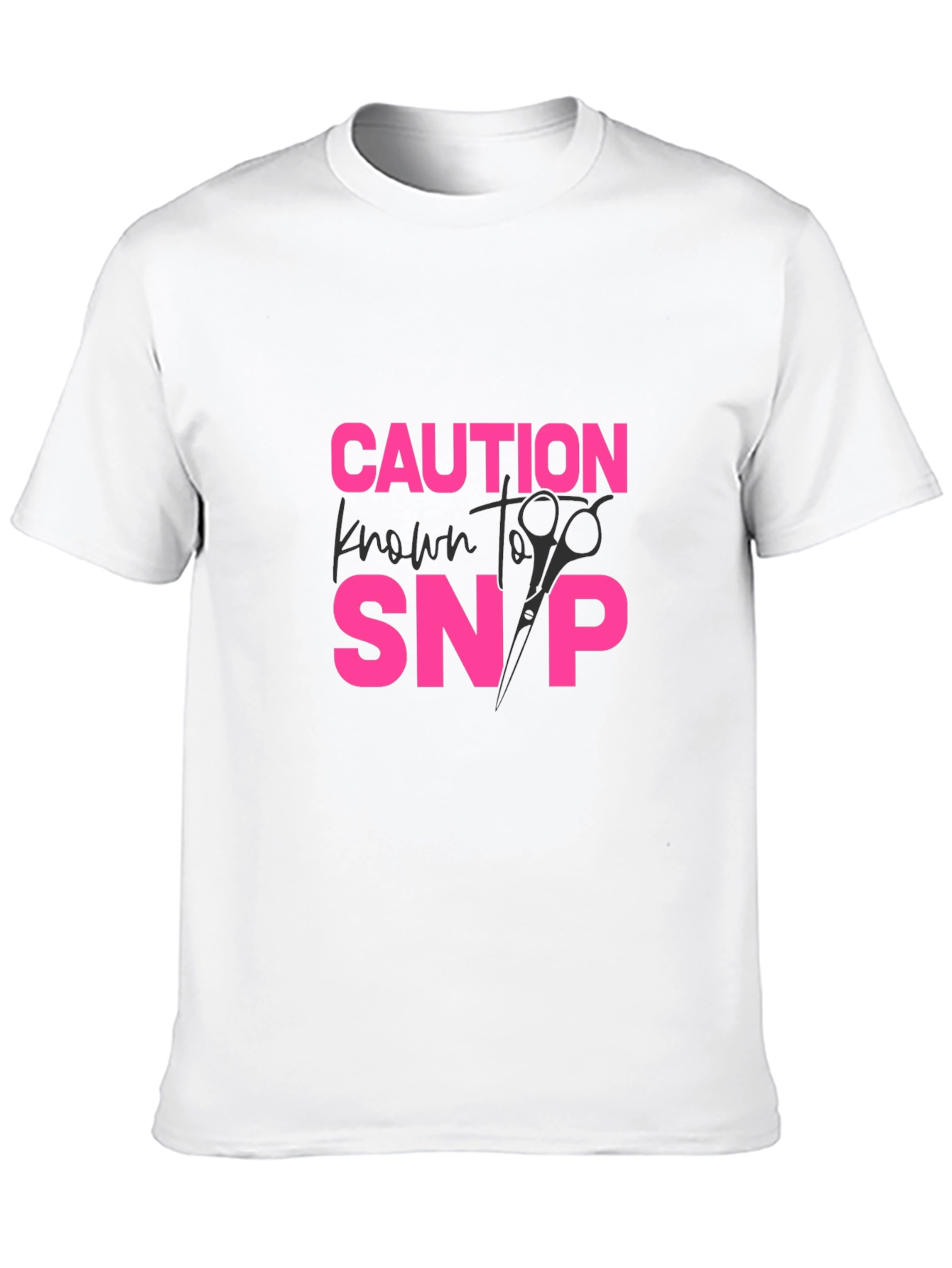 Black Caution Known to Snip T-Shirt - Hair Stylist Tee view 10