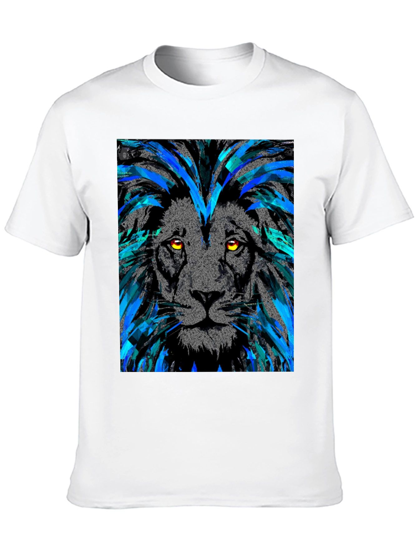 Black Lion Graphic Print Men's Black T-Shirt view 10