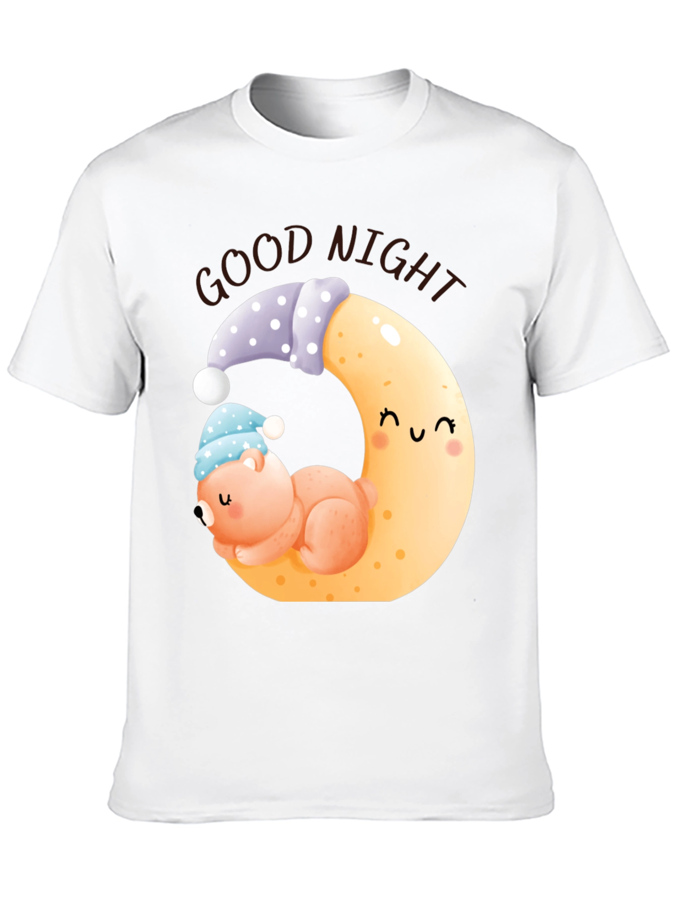 Black Good Night Bear Moon Graphic Black T-Shirt view 10