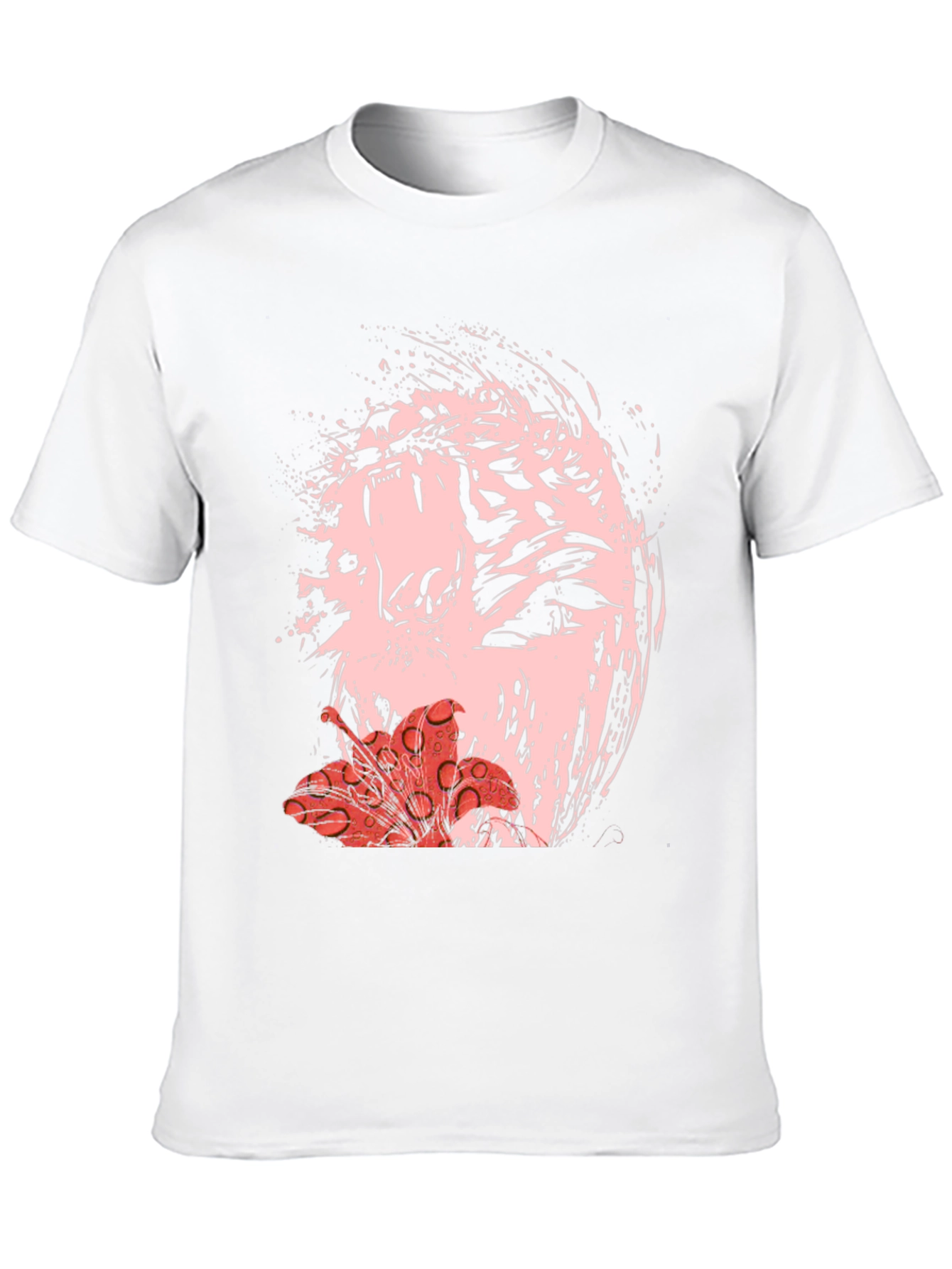 Black Abstract Tiger & Flower Graphic Black Tee view 10