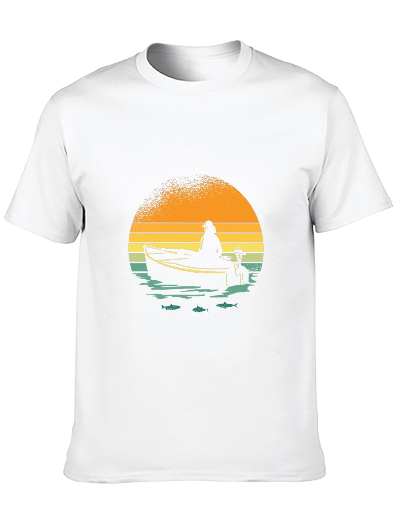 Black Fishing Boat Graphic Tee - Retro Sunset Design view 10