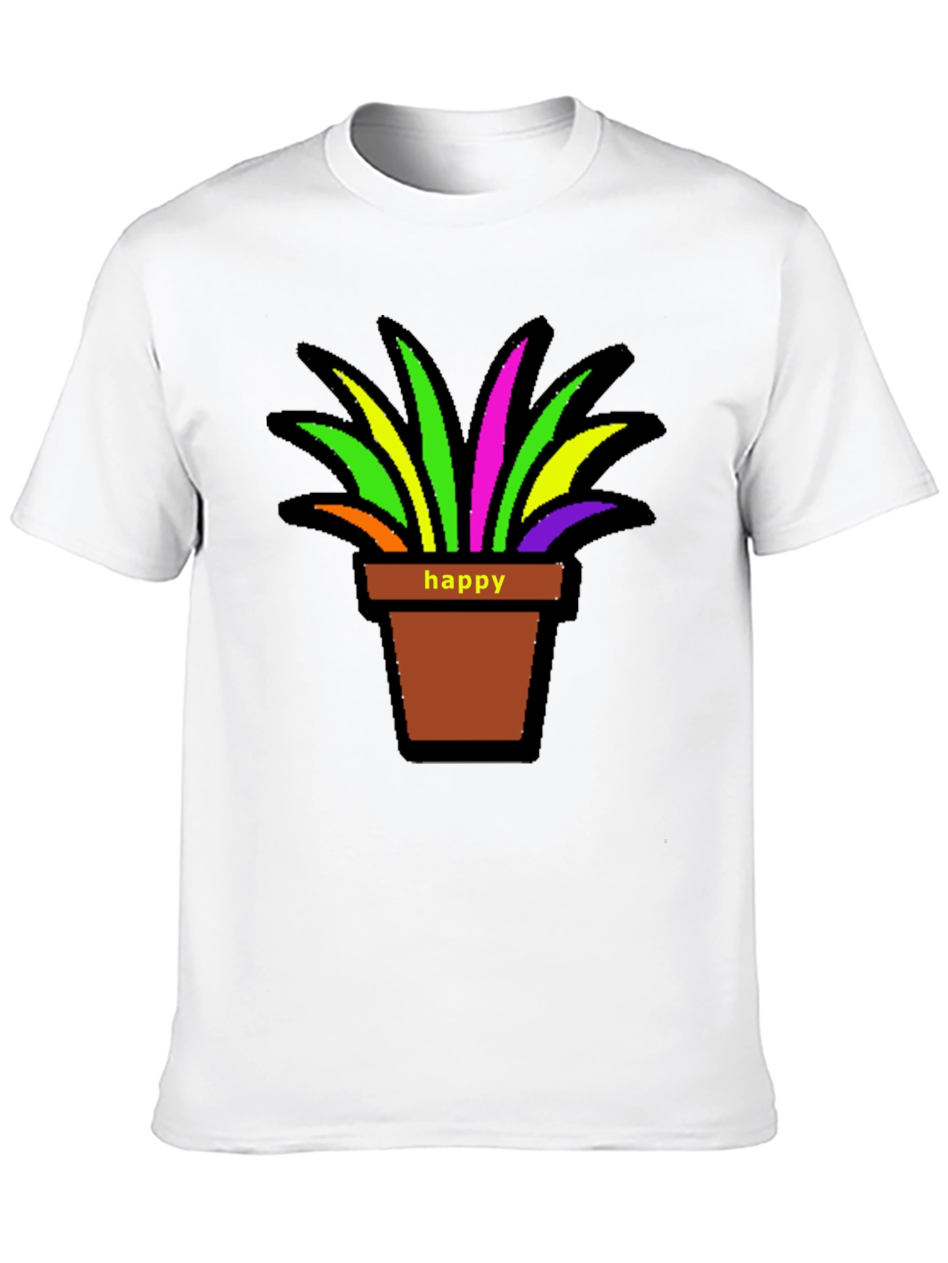 Black Happy Potted Plant Graphic T-Shirt view 10