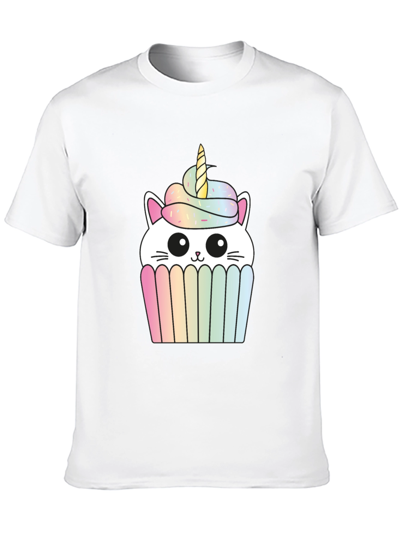 Black Unicorn Cat Cupcake Graphic Tee - Black Cotton T-Shirt view 10