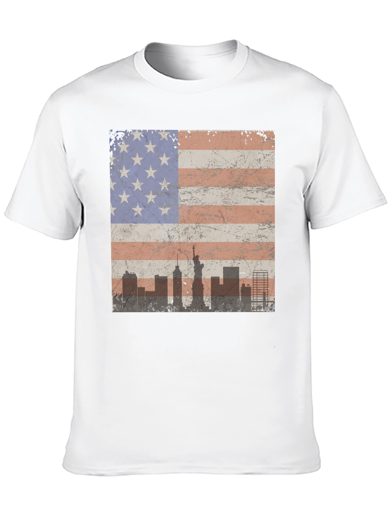 Black American Flag Skyline Graphic Tee - Patriotic Style view 10