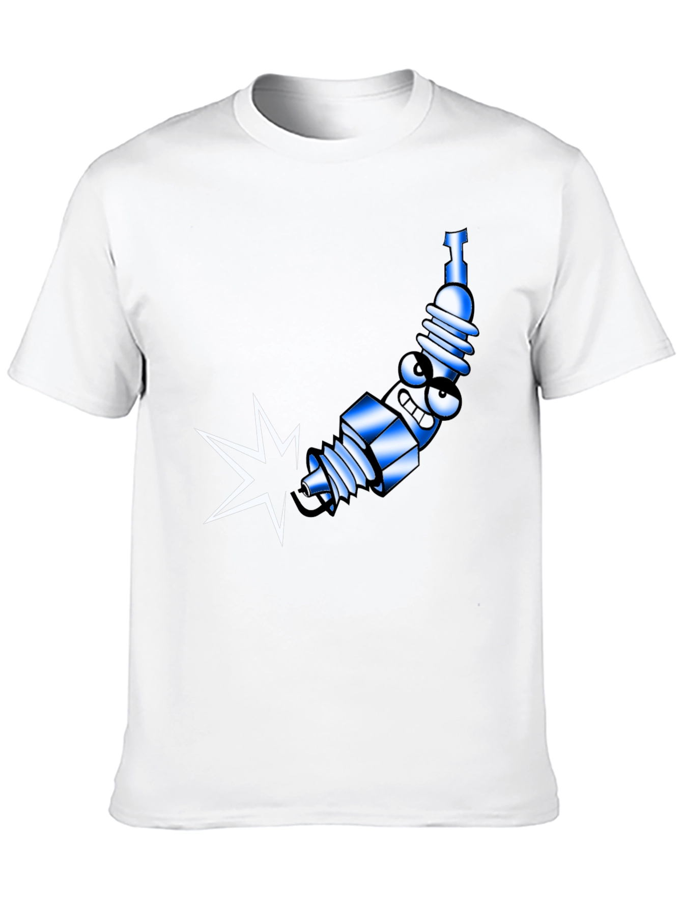 Black Spark Plug Cartoon Graphic Tee - Black Cotton Blend view 10