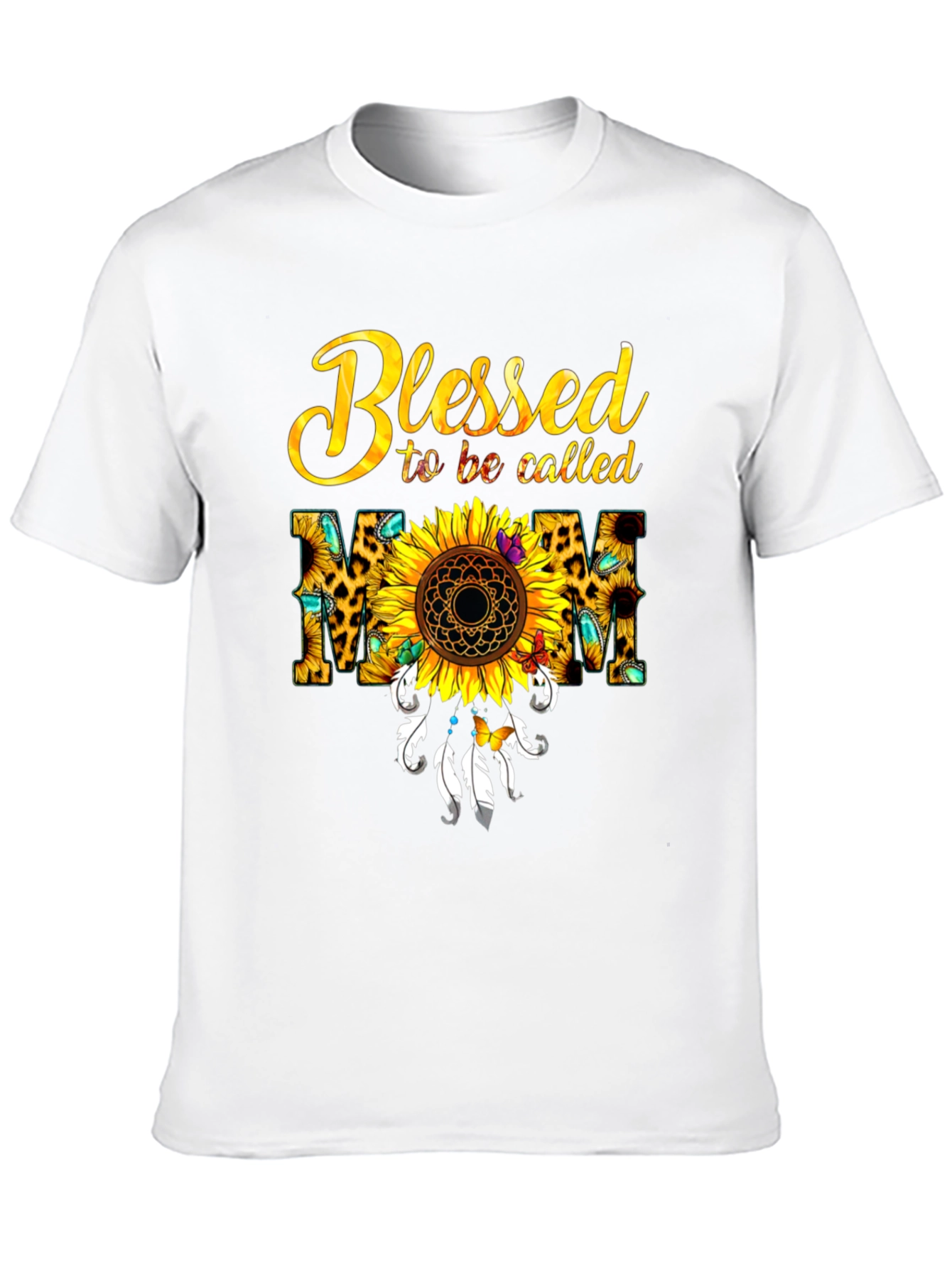Black Blessed Mom Sunflower T-Shirt view 10