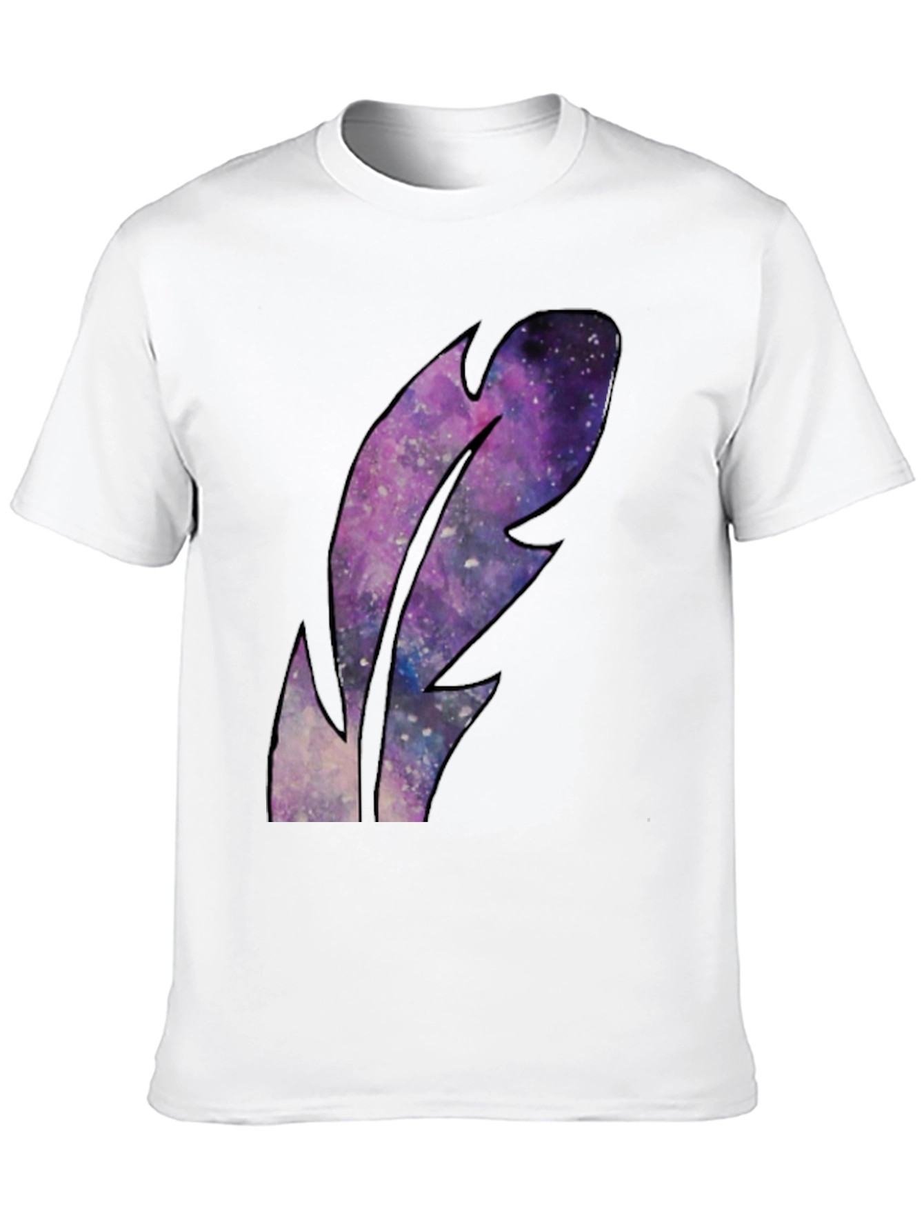 Black Galaxy Feather Graphic Black T-Shirt view 10