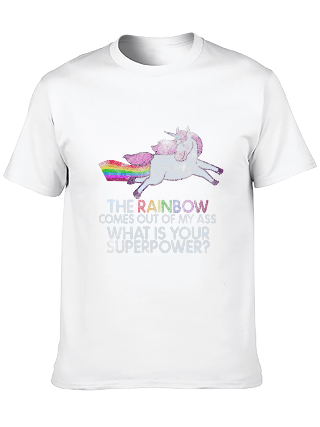 Black Rainbow Unicorn Superpower T-Shirt - Black Cotton Tee view 10