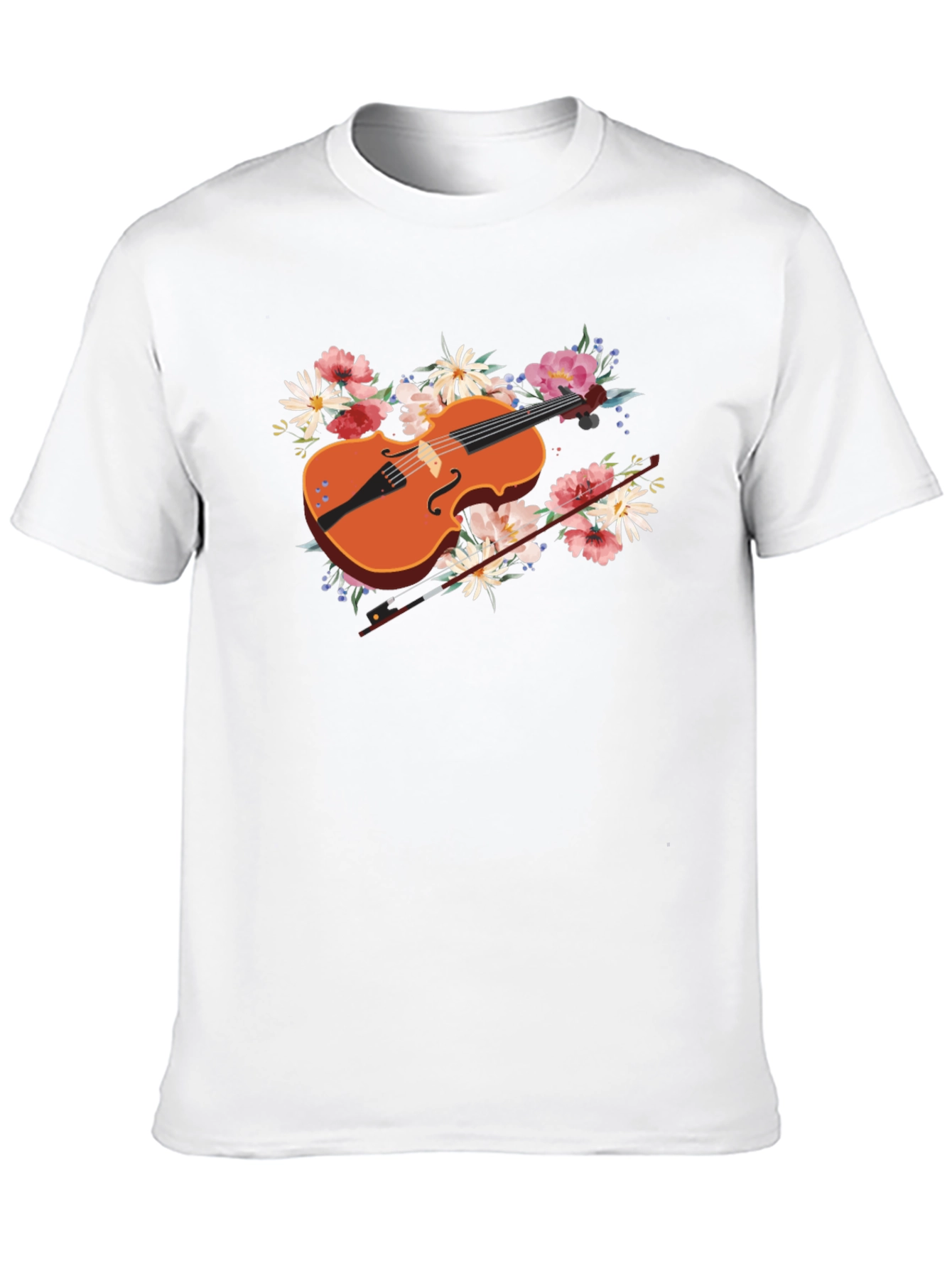 Black Floral Violin Graphic Tee - Stylish Music Lover's Shirt view 10
