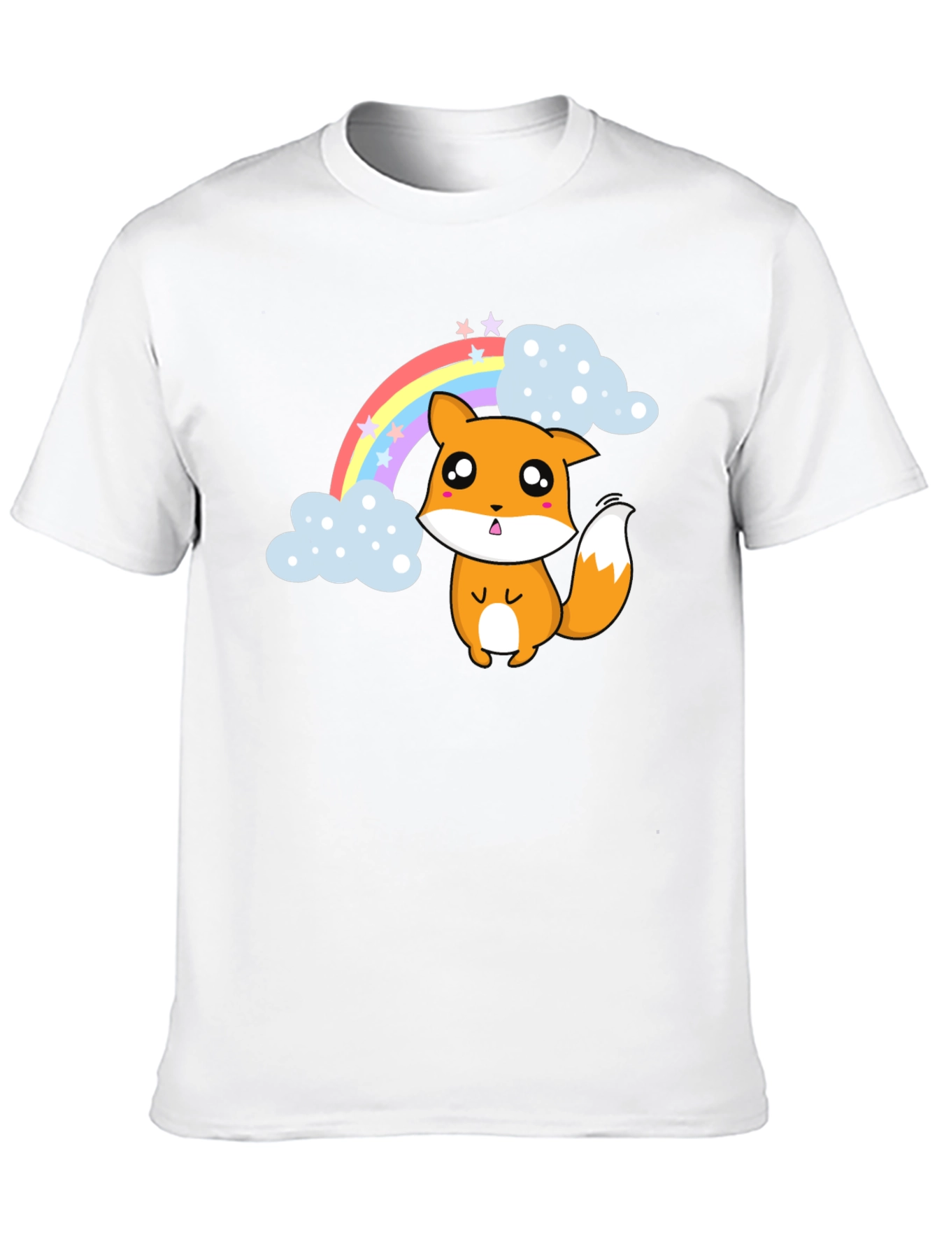 Black Kawaii Fox Rainbow T-Shirt - Cute & Comfy view 10