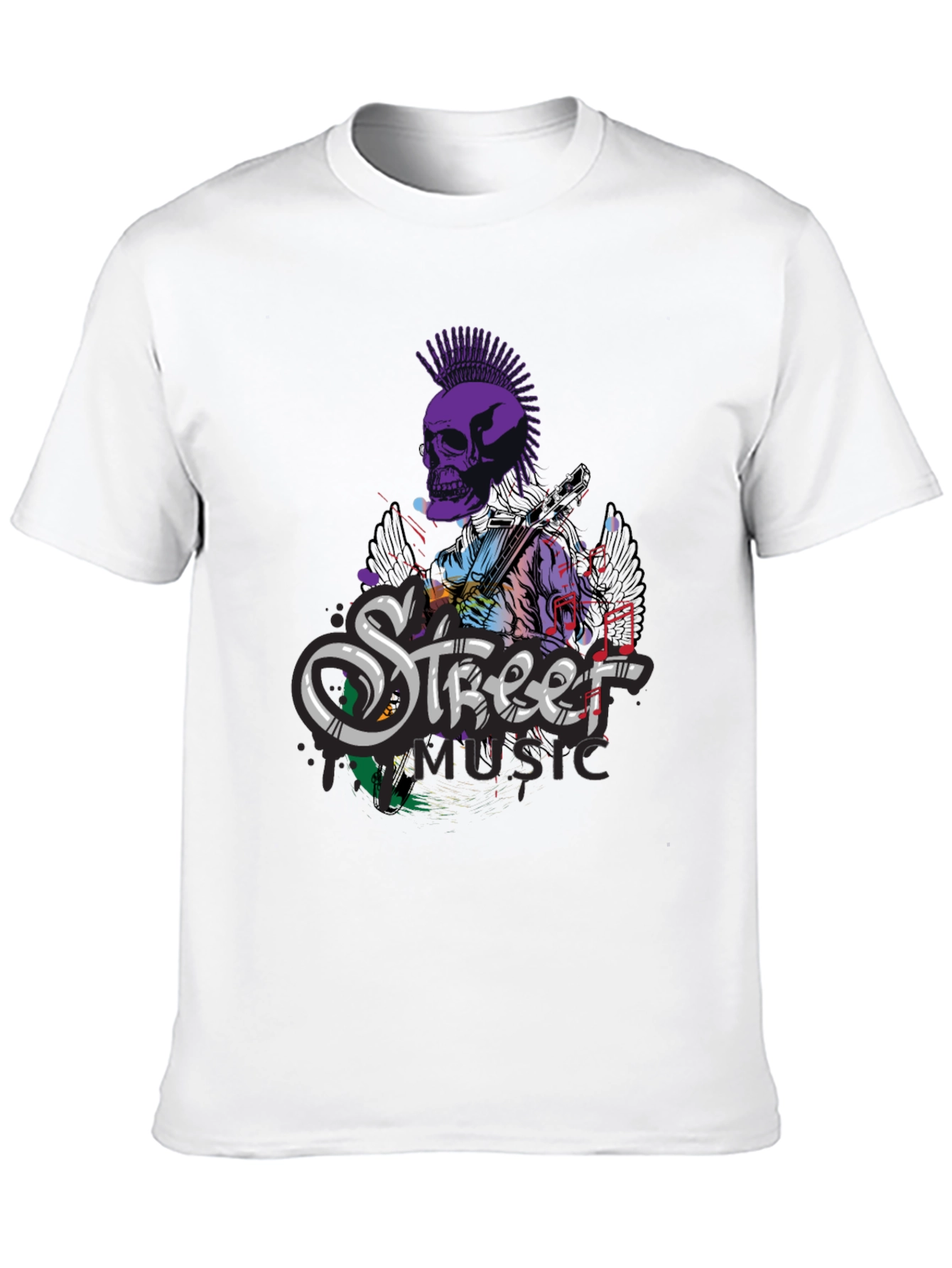 Black Street Music Skull Graphic Tee - Black Cotton T-Shirt view 10