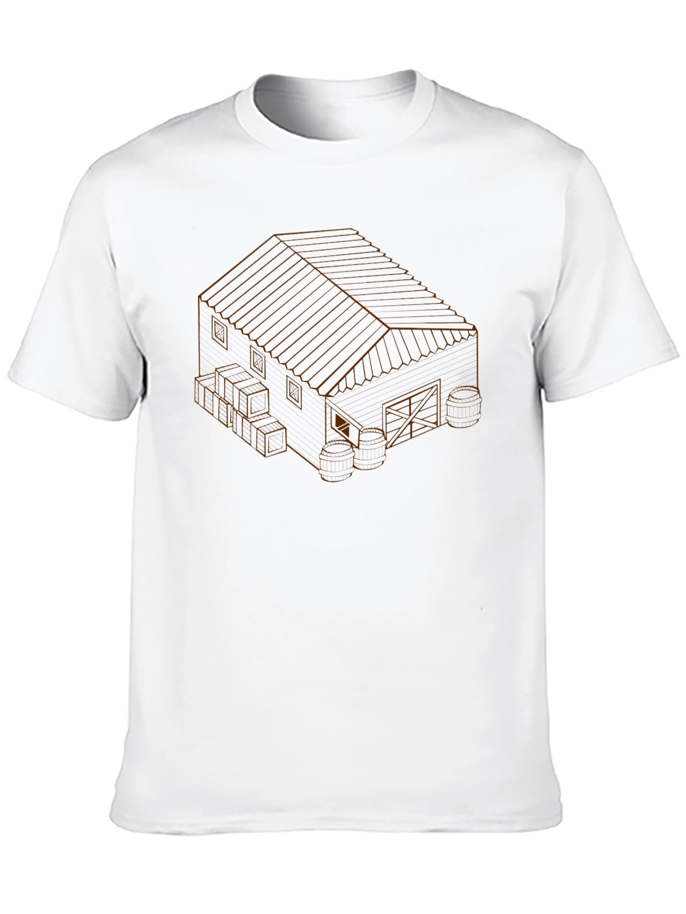 Black Isometric Barn Graphic Tee - Unique Design view 10