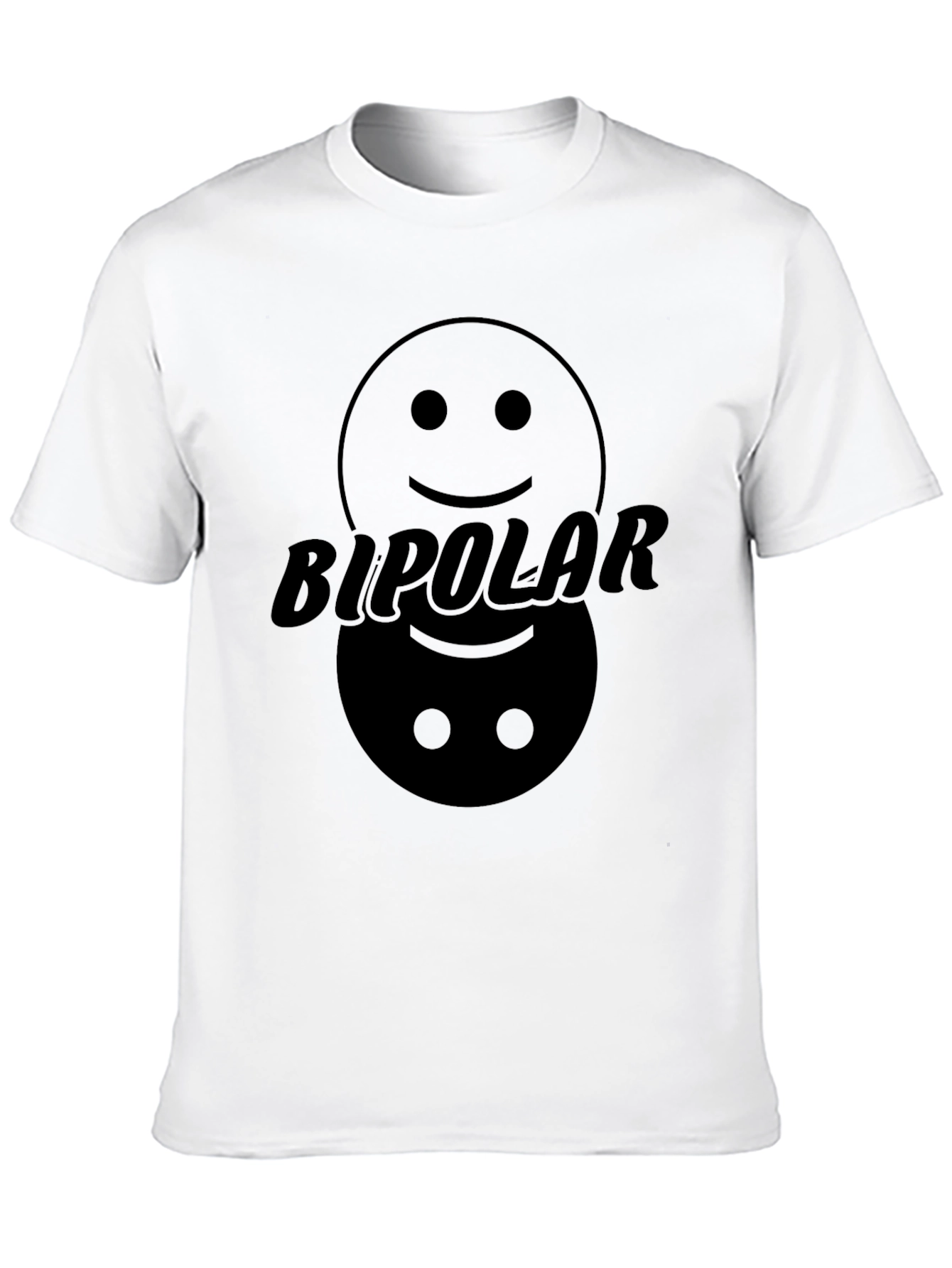 Black Bipolar Graphic T-Shirt: Happy & Sad Faces view 10