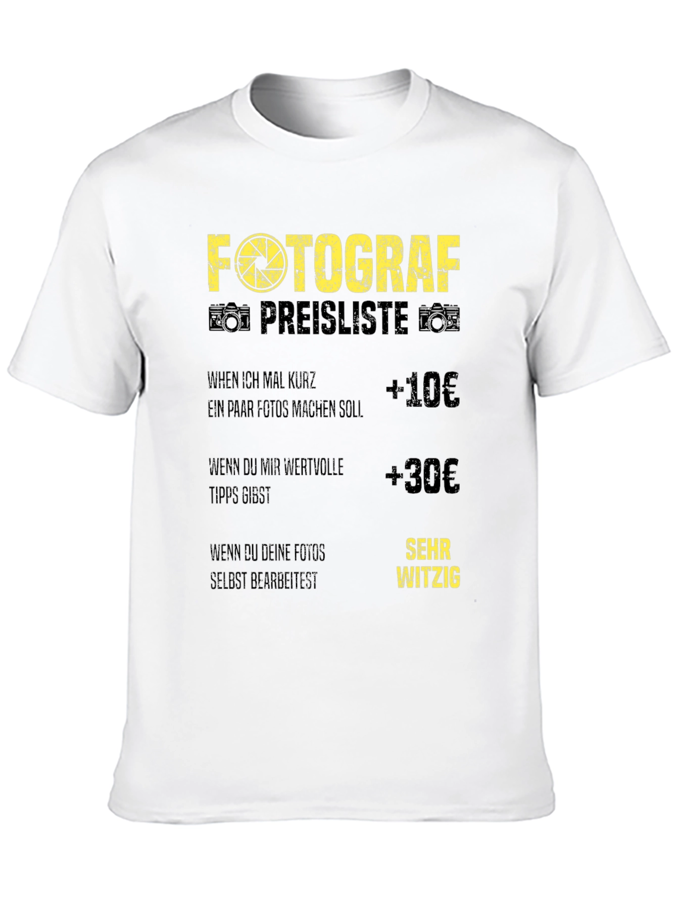 Black Funny Photographer Price List Black T-Shirt view 10