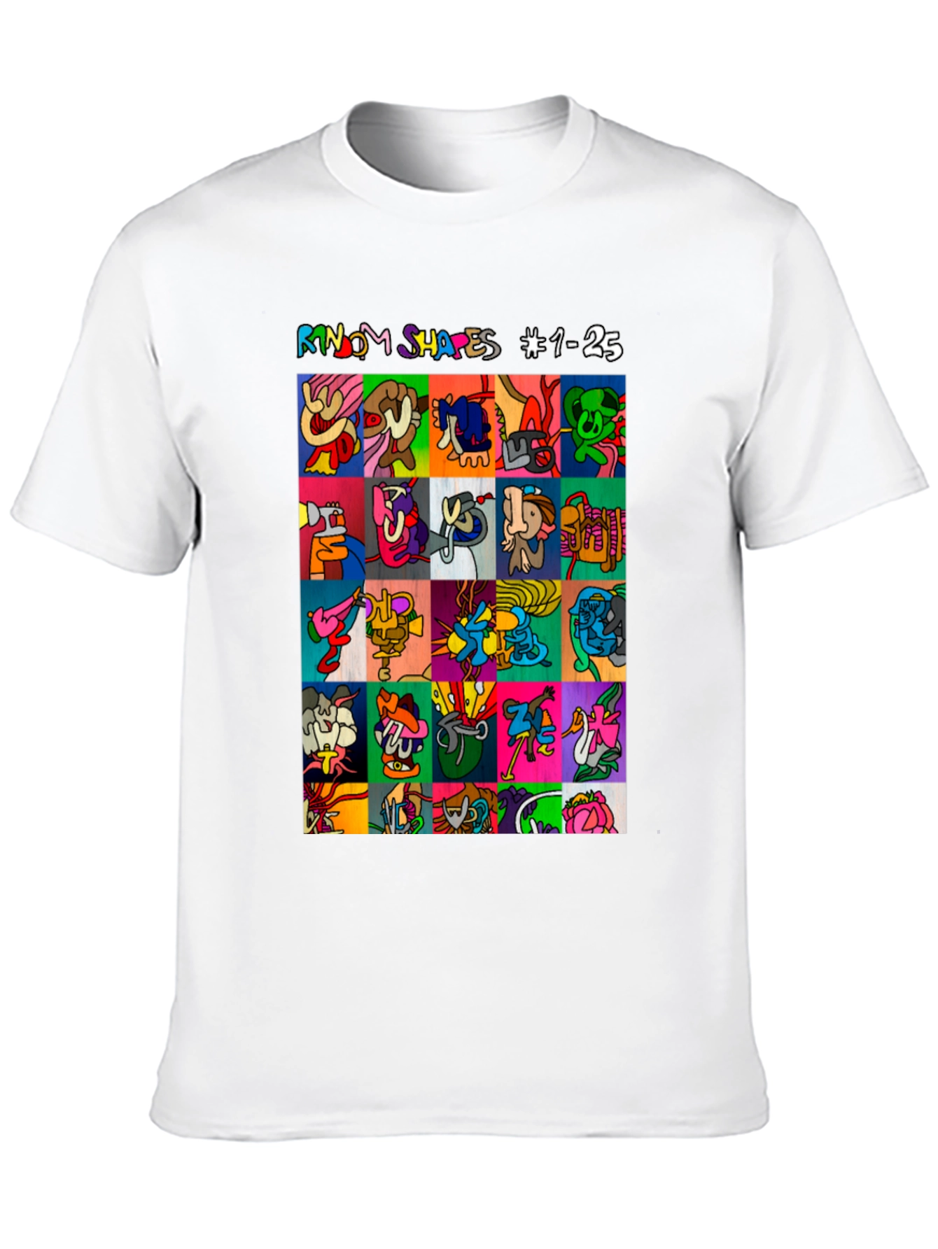 Black Abstract Art T-Shirt: 'Random Shapes' Graphic Tee view 10