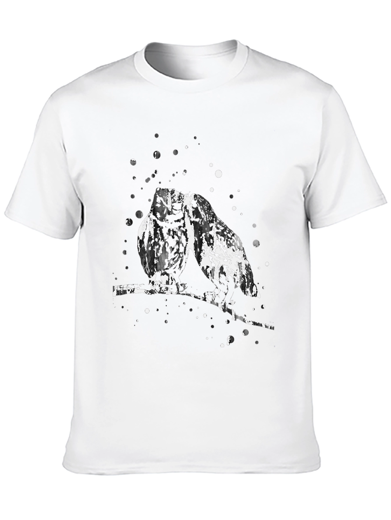 Black Abstract Owl Print Black T-Shirt view 10