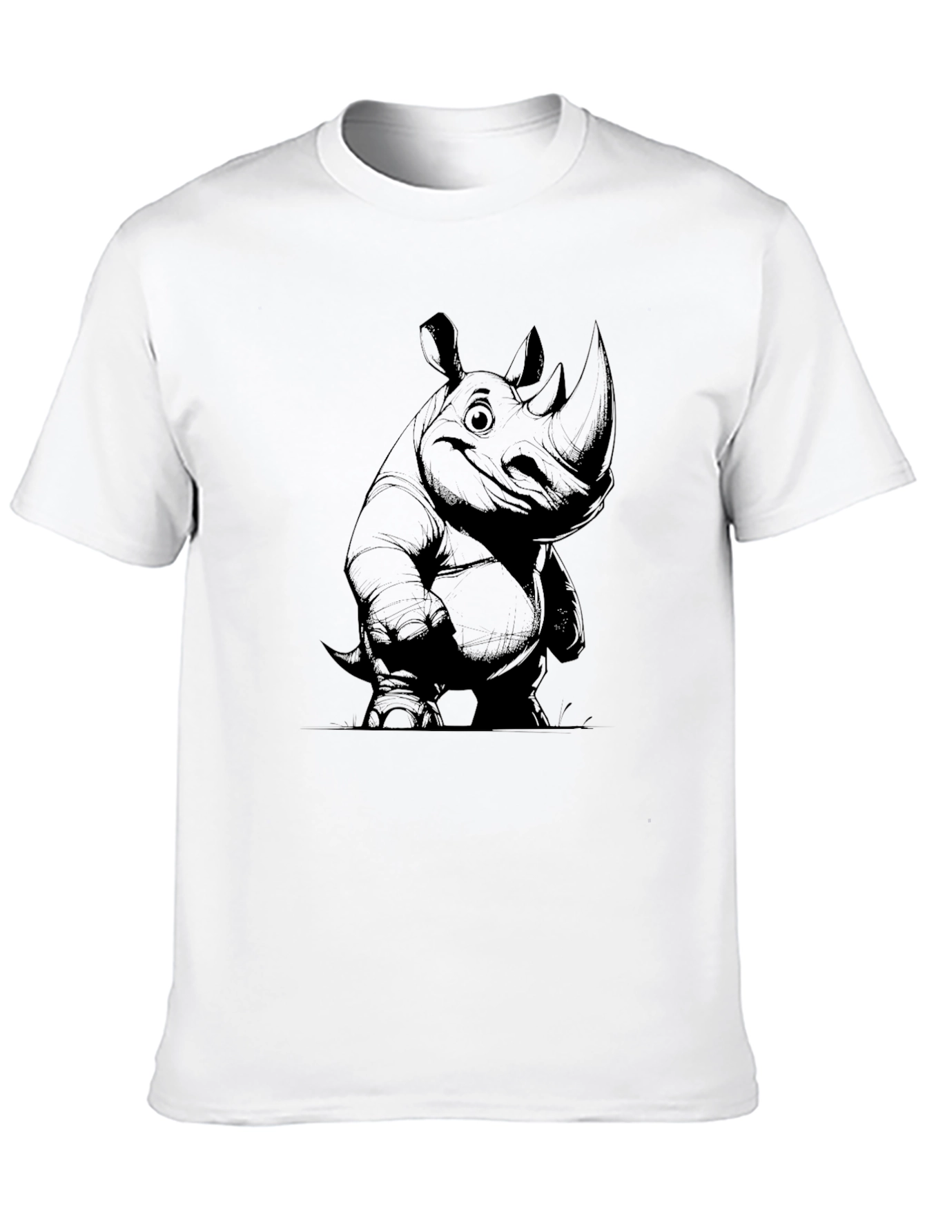 Black Rhino Graphic Tee - Black Cotton Casual Wear view 10