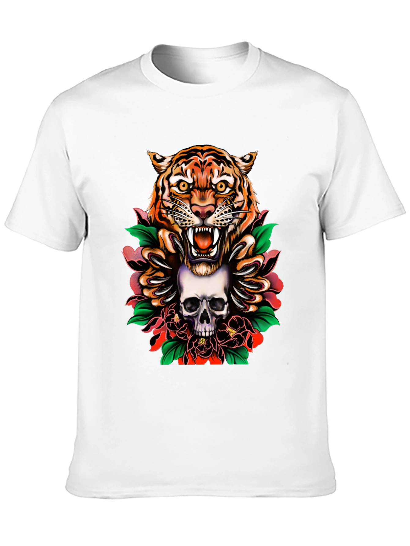 Tiger & Skull Graphic Tee - Edgy Streetwear - 10