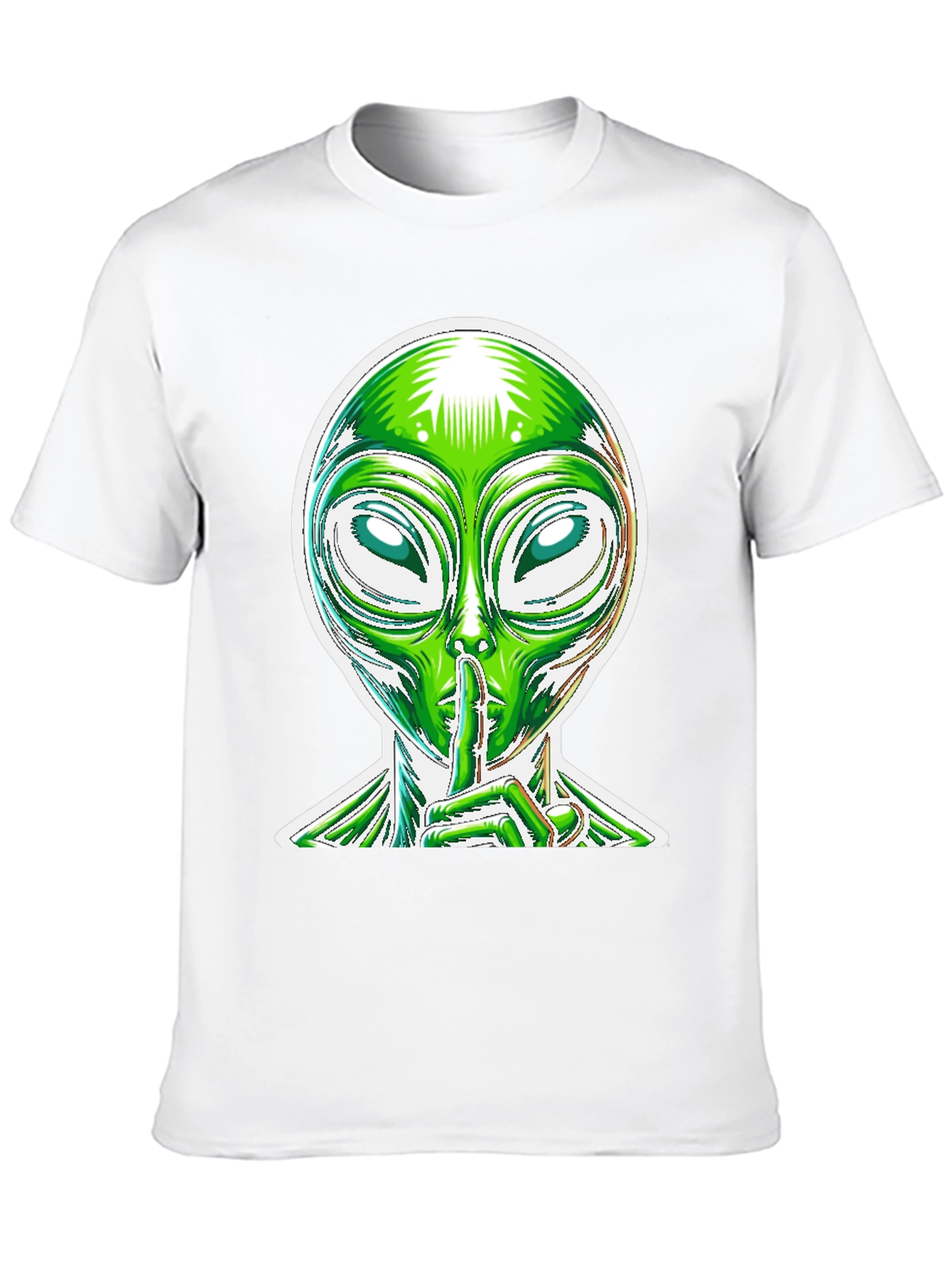 Black Alien Shhh Graphic Tee - Black Cotton Blend Shirt view 10