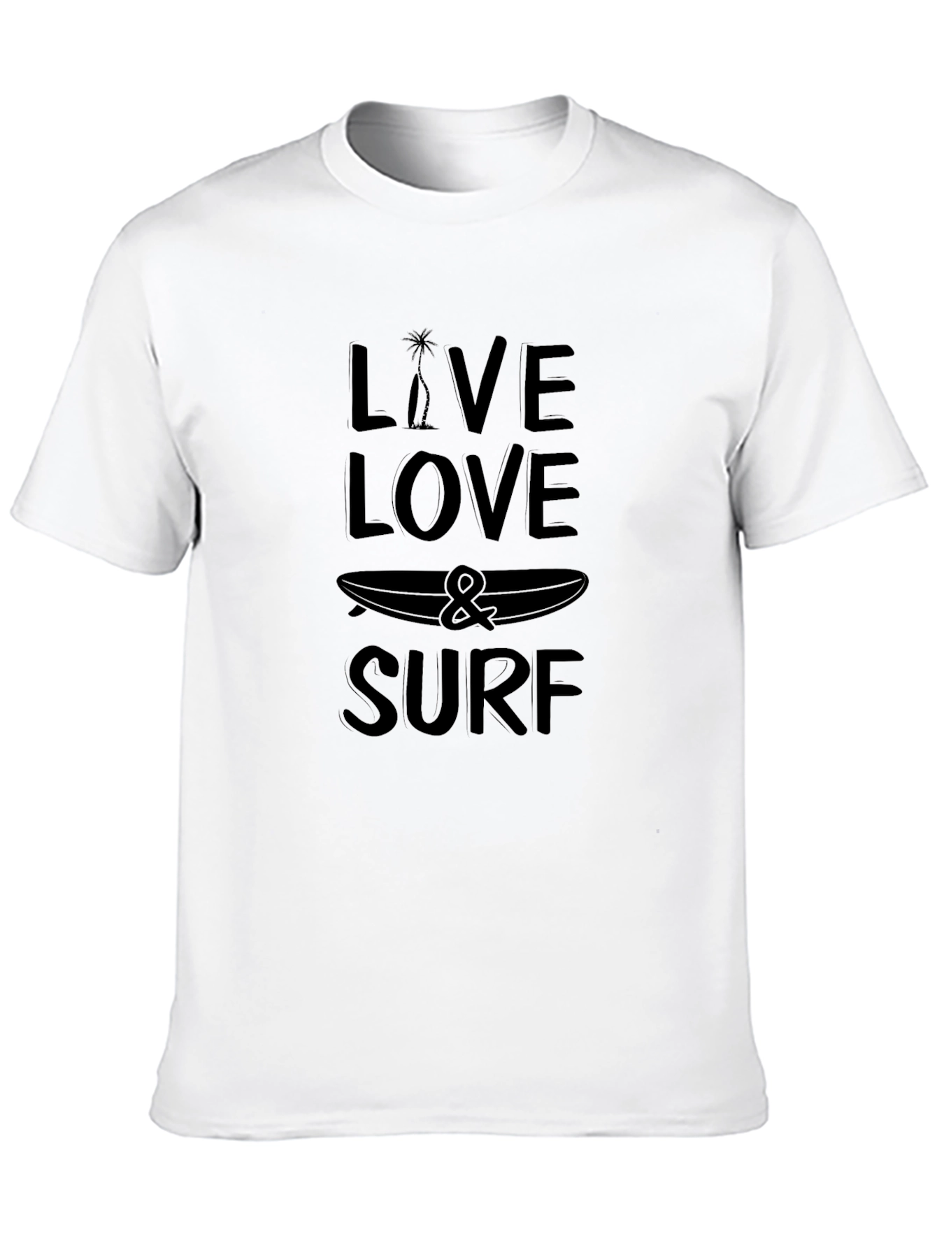Black Live Love Surf Graphic Tee - Black Cotton T-Shirt view 10