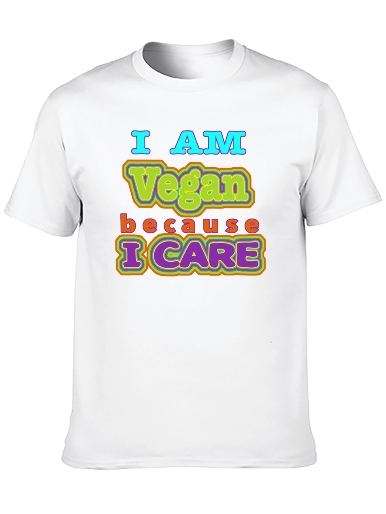 Black I AM Vegan Because I CARE Black T-Shirt view 10