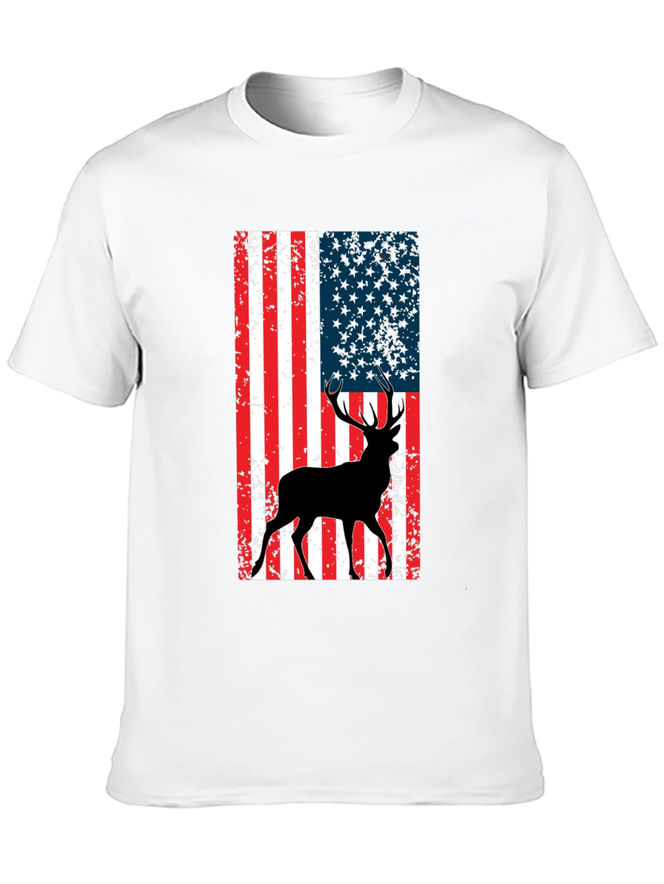 Black American Flag Deer Graphic Tee - Black view 10