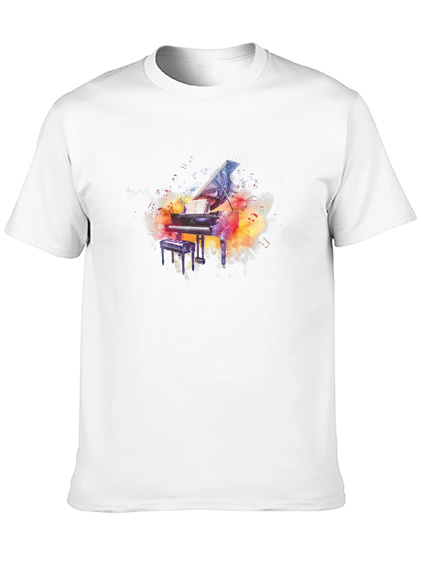 Black Grand Piano Watercolor Graphic Tee - Music Lover Gift view 10