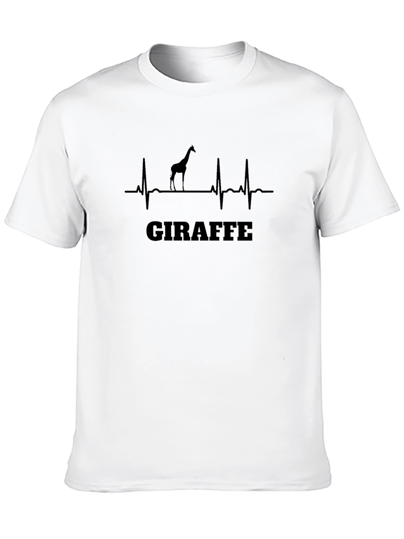Black Giraffe Heartbeat Graphic Tee - Black Cotton T-Shirt view 10