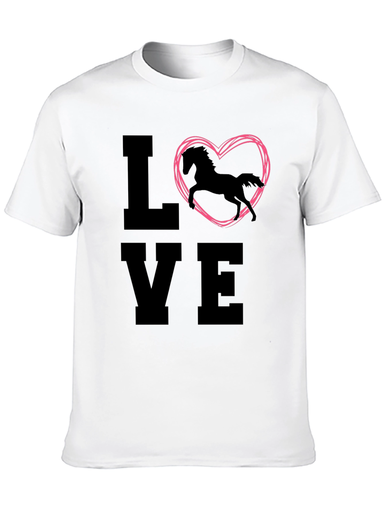 Black Love Horse T-Shirt - Equestrian Heart Design view 10
