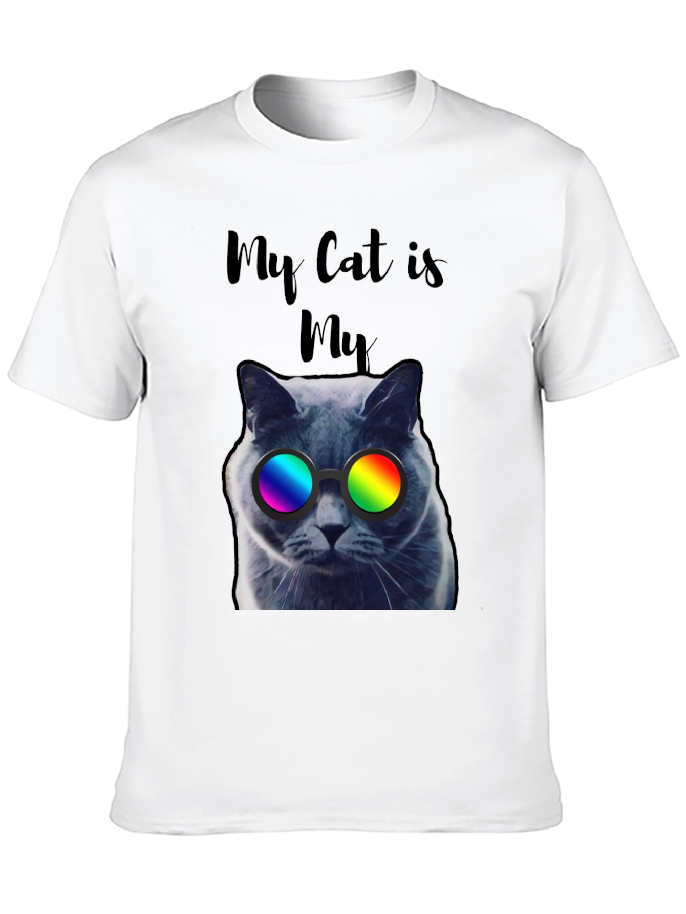 Black Cool Cat T-Shirt - "My Cat is My..." view 10