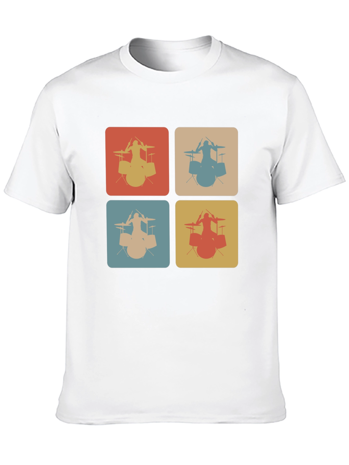 Black Retro Drummer T-Shirt - Vintage Style Music Tee view 10