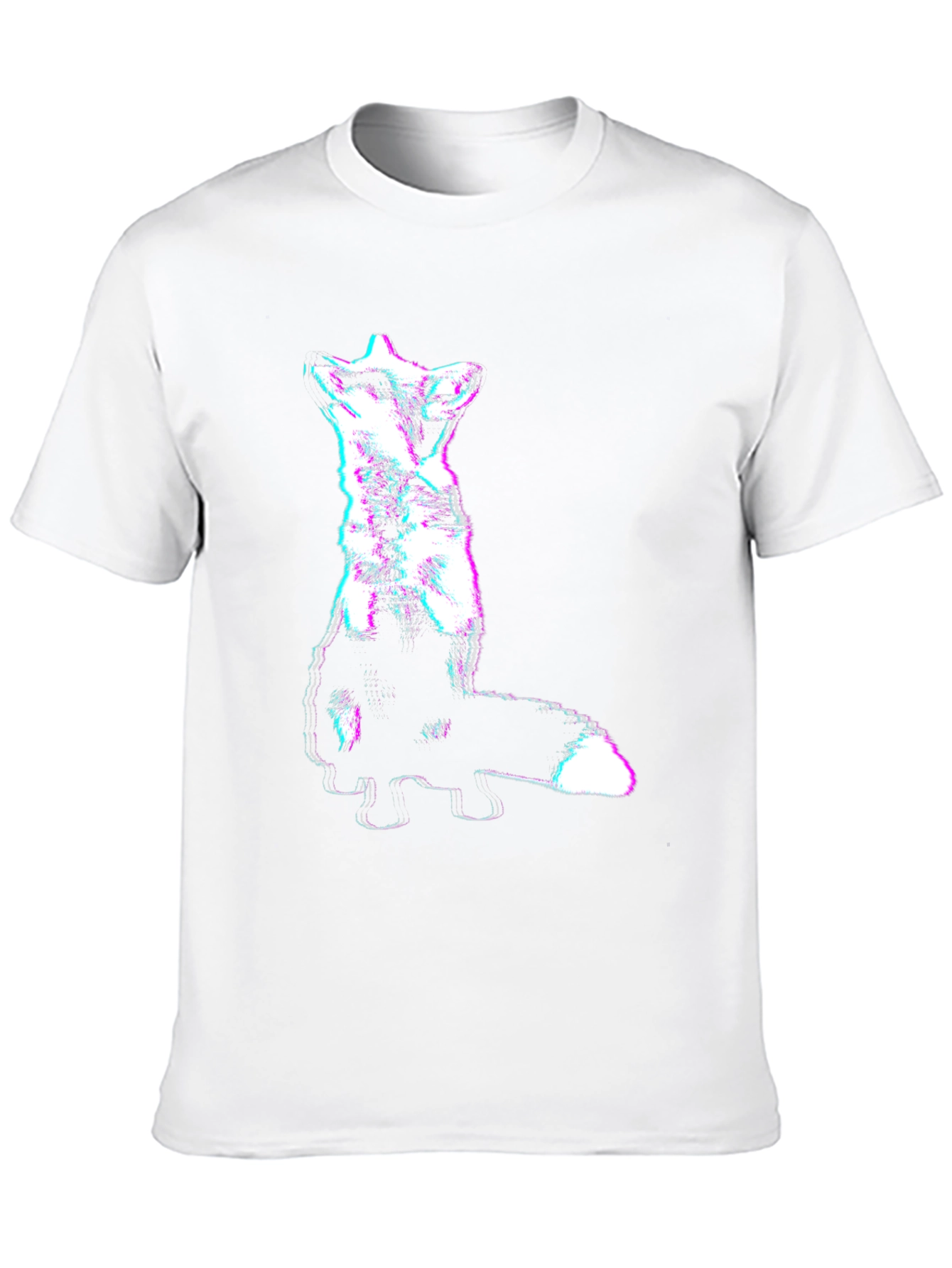 Black Abstract Glitch Fox Tee - Trendy Graphic T-Shirt view 10