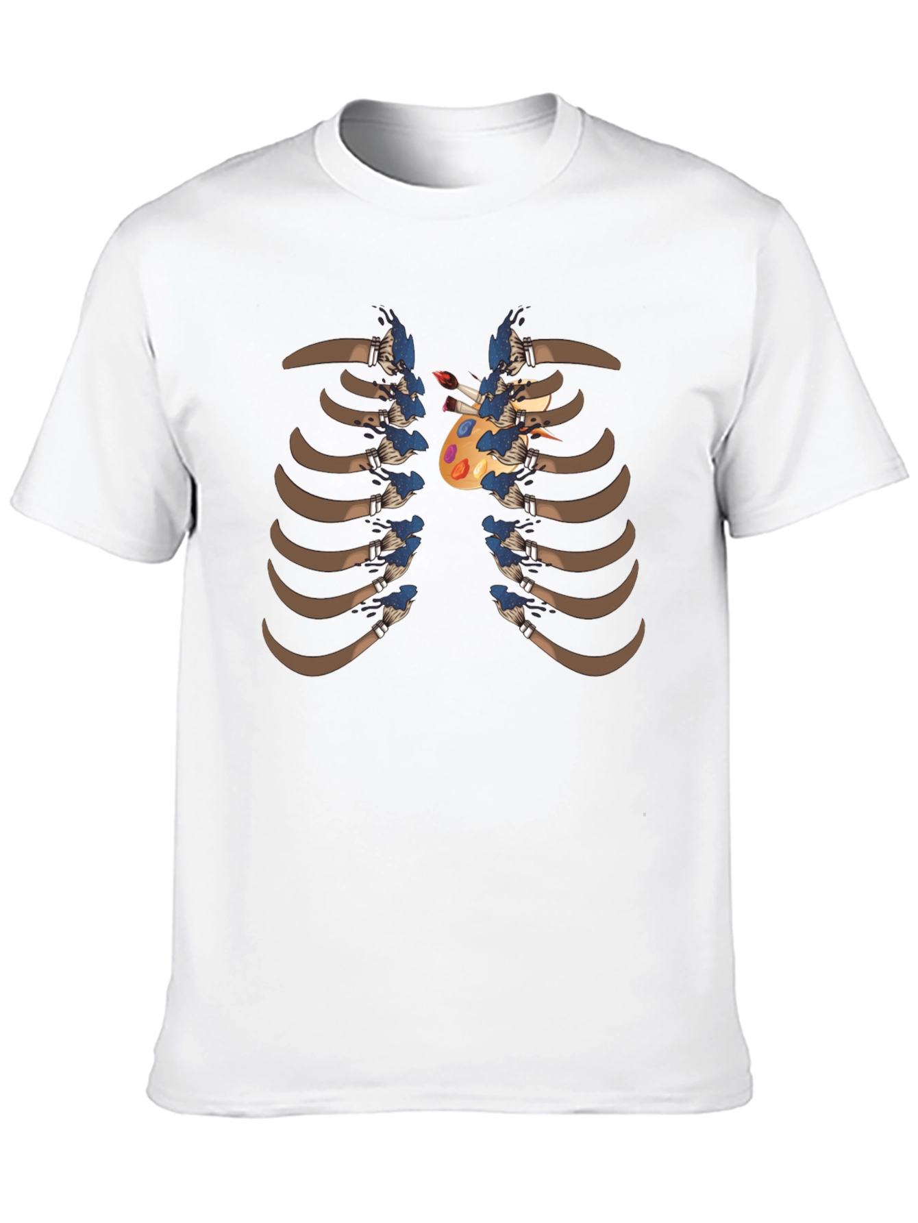 Black Artist Rib Cage T-Shirt - Painter Palette Heart Design view 10