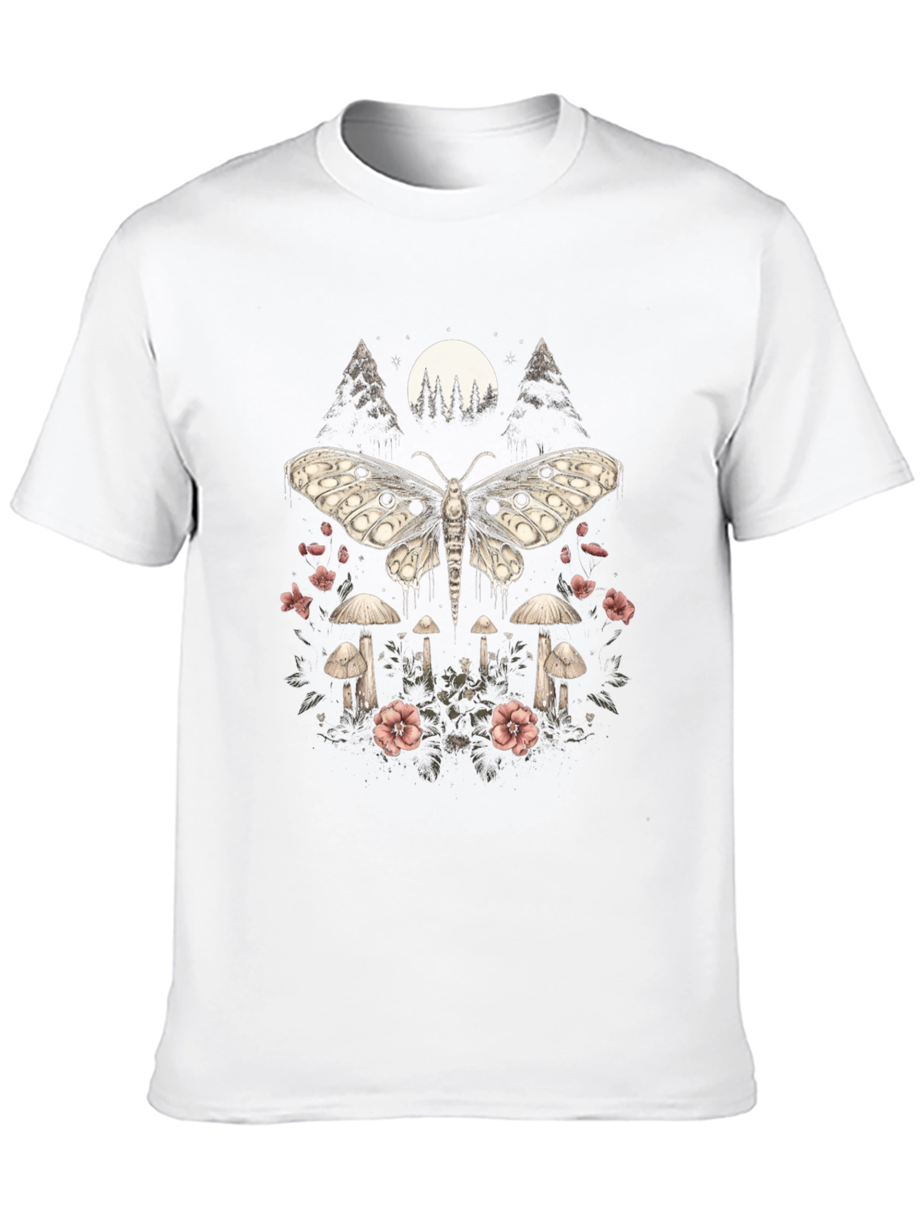 Black Moth & Mushroom Graphic Tee - Black view 10