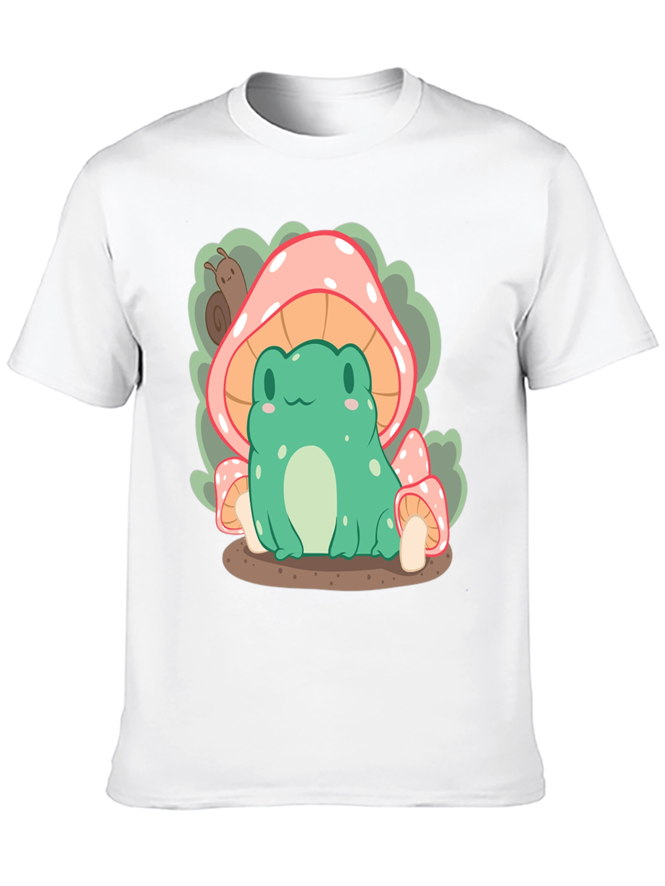 Black Cute Frog Under Mushroom T-Shirt view 10