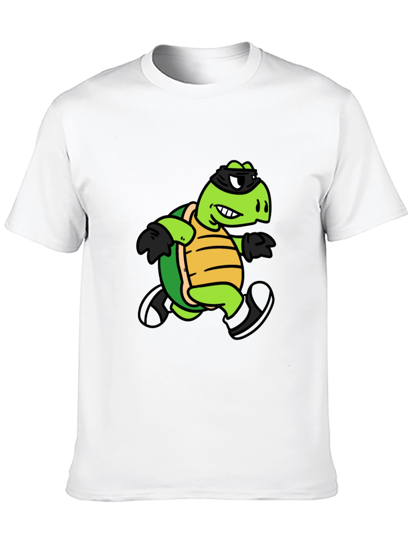 Black Cool Turtle Graphic Tee - Black Cotton T-Shirt view 10
