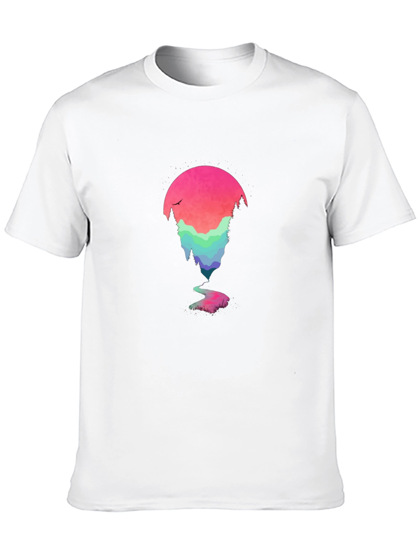 Black Nature Scene Graphic Tee - Black Cotton Blend view 10