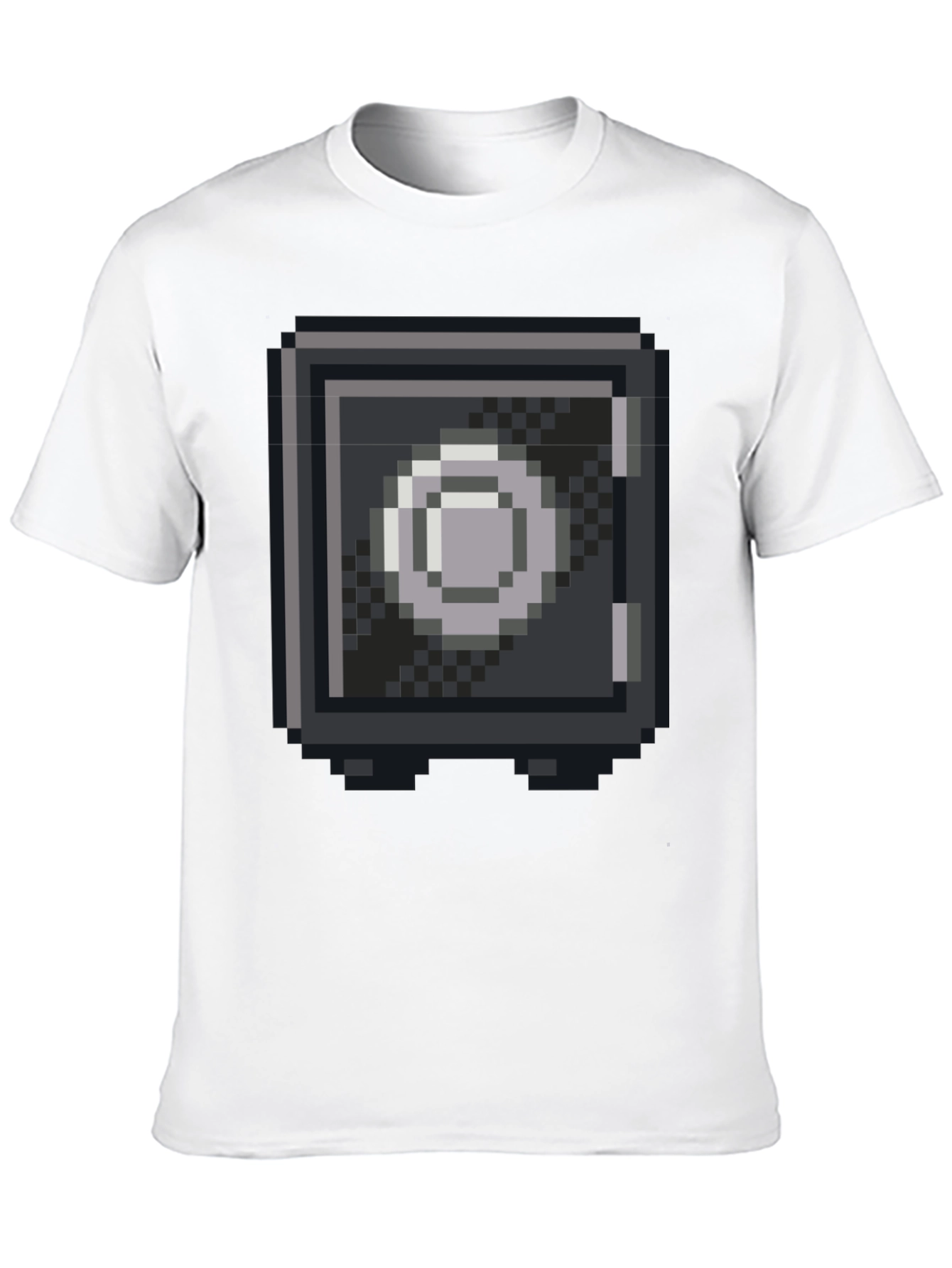 Black Pixelated Safe Graphic Tee - Black Cotton Blend Casual Shirt view 10