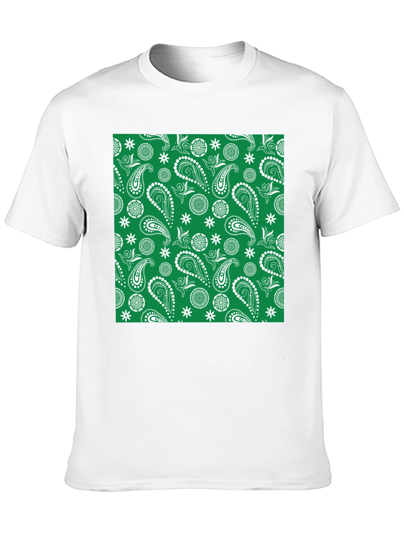 Black Green Paisley Pattern Tee - Casual Comfort view 10