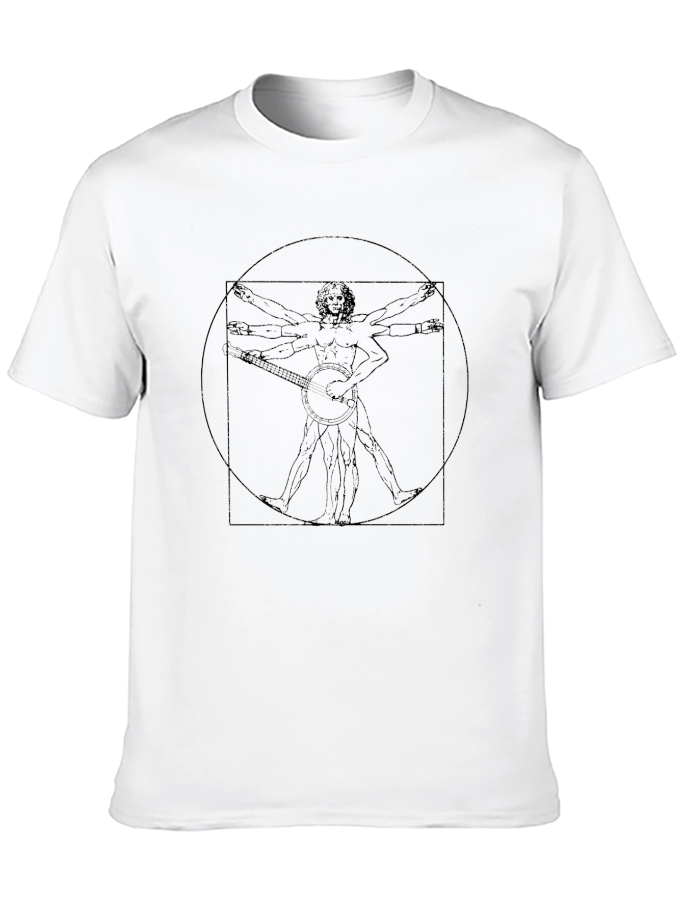 Black Vitruvian Banjo Player T-Shirt - Classic Design Tee view 10