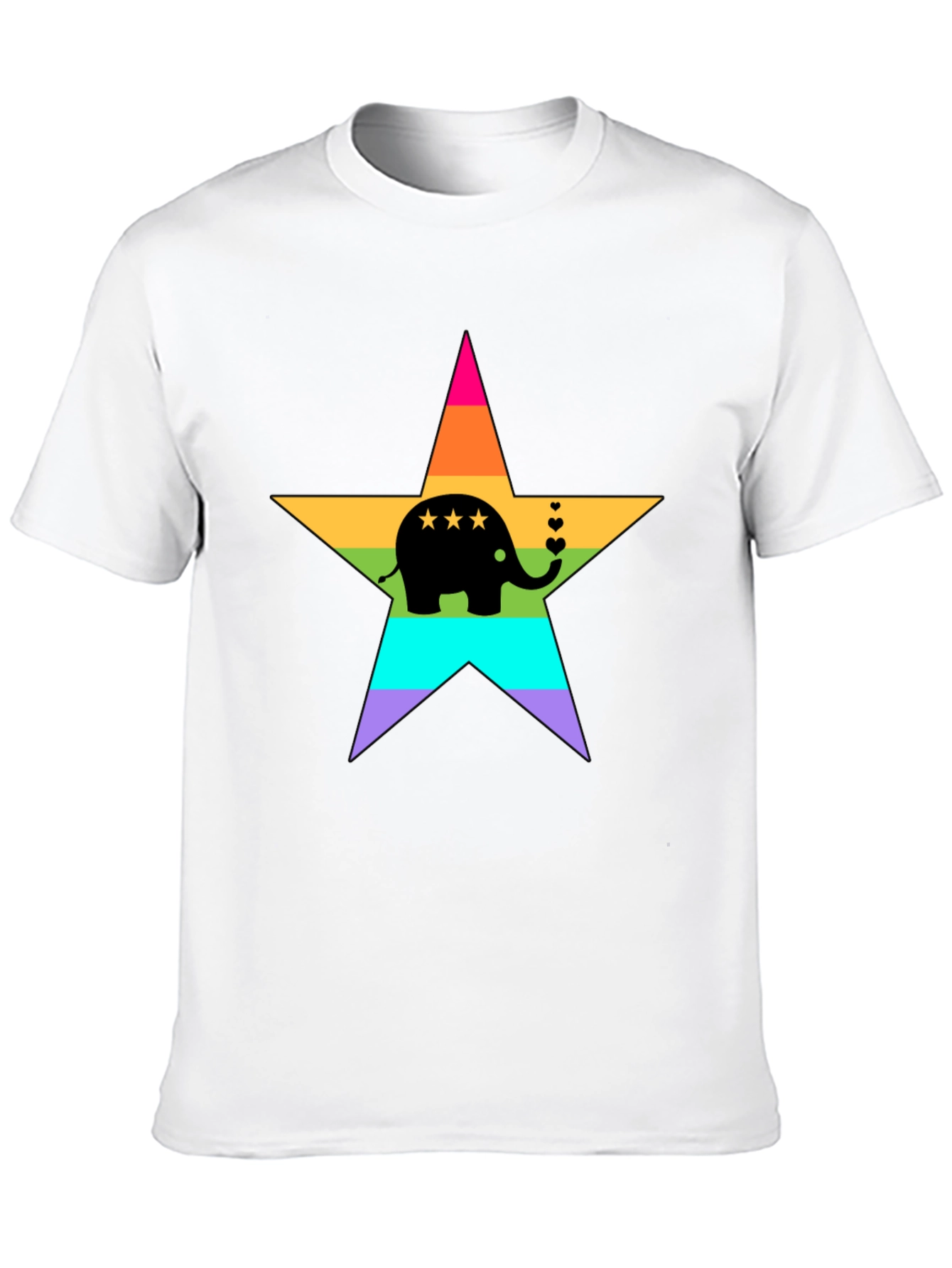 Black Rainbow Elephant Star T-Shirt view 10