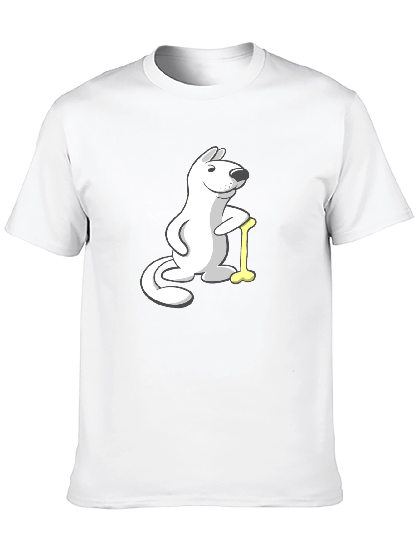 Black Cartoon Dog with Bone T-Shirt view 10