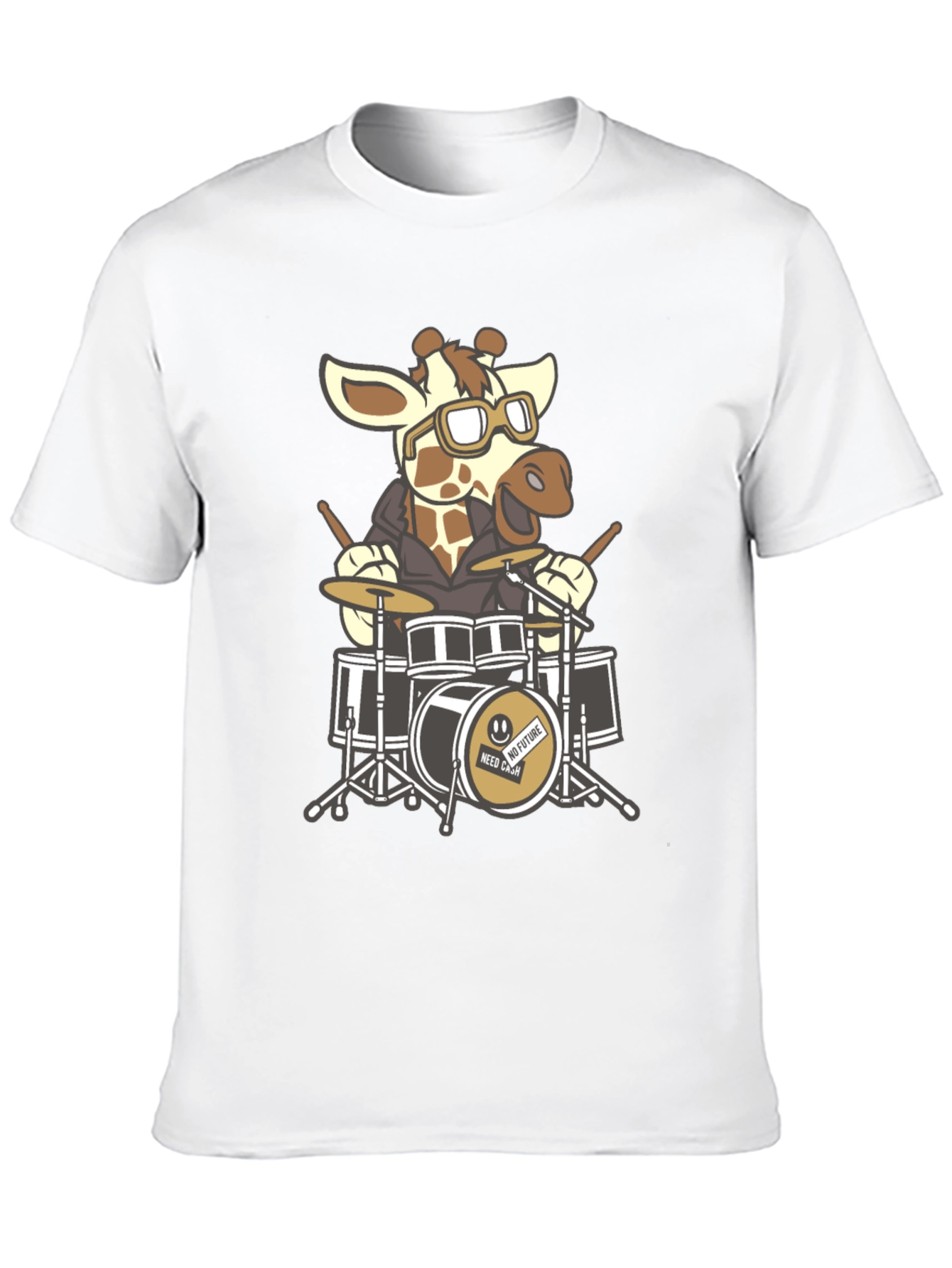 Black Giraffe Drummer Graphic Tee - Black Cotton T-Shirt view 10